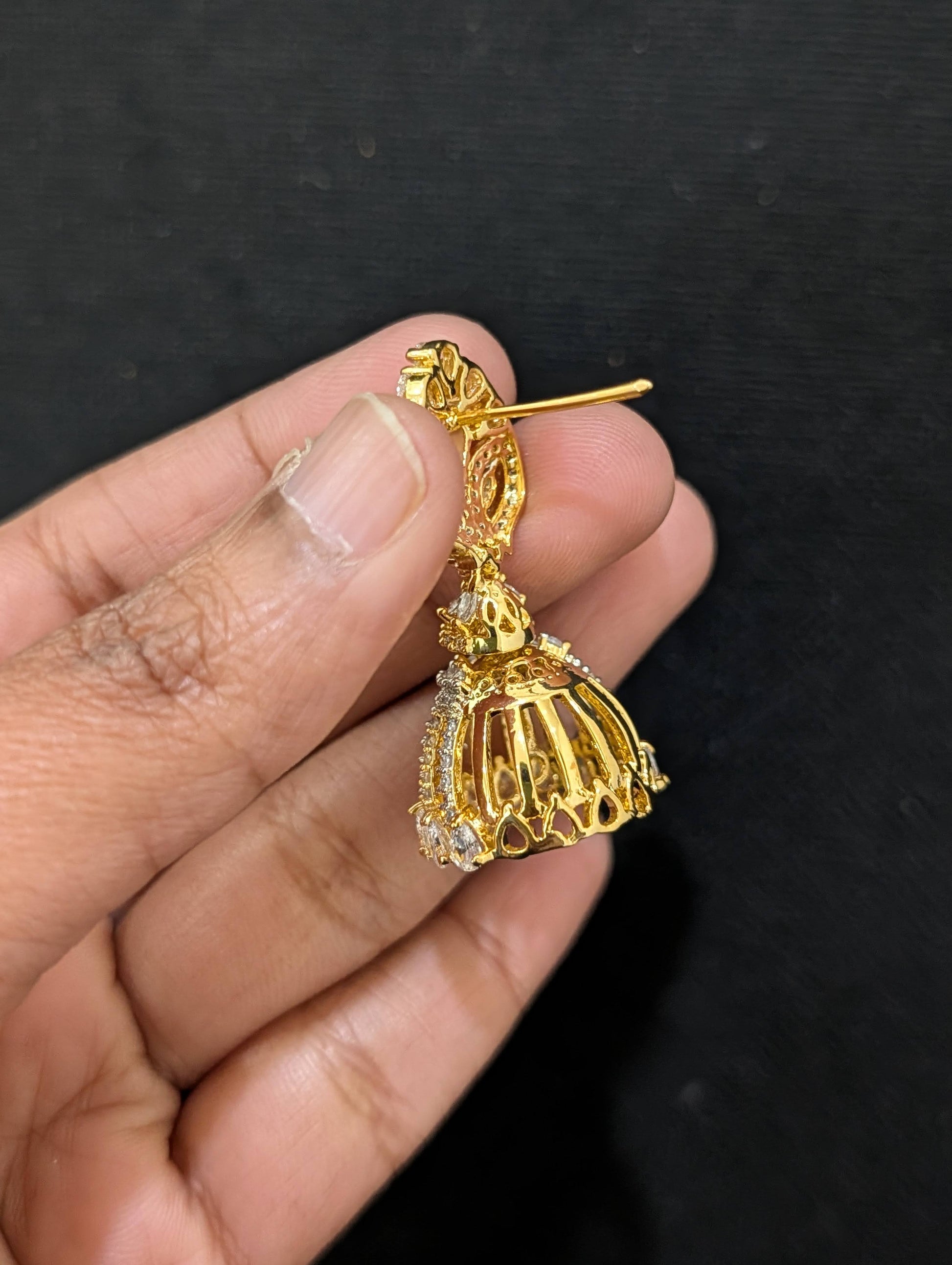 Leafy CZ Jhumka Earrings - Simpliful
