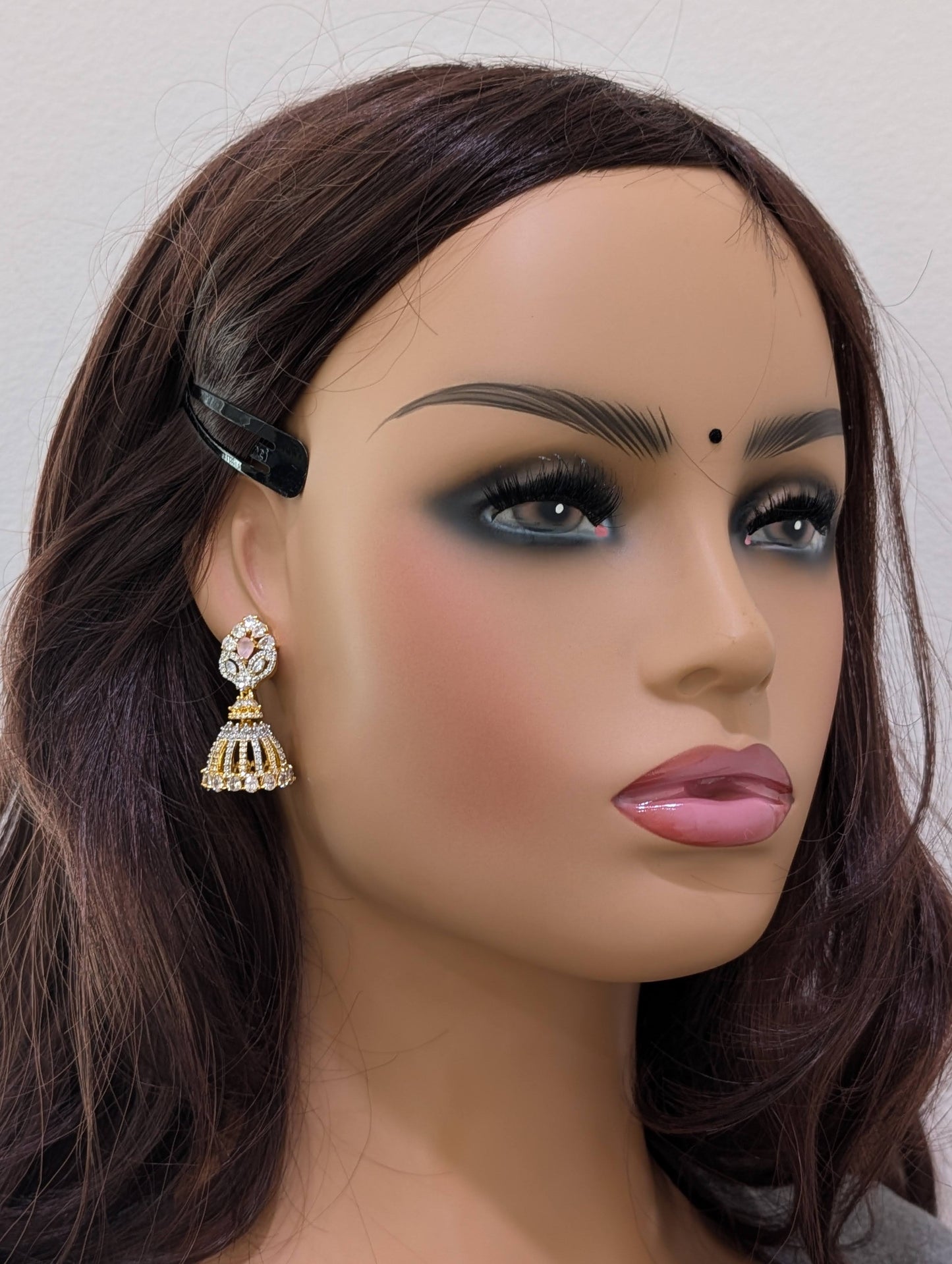 Leafy CZ Jhumka Earrings - Simpliful