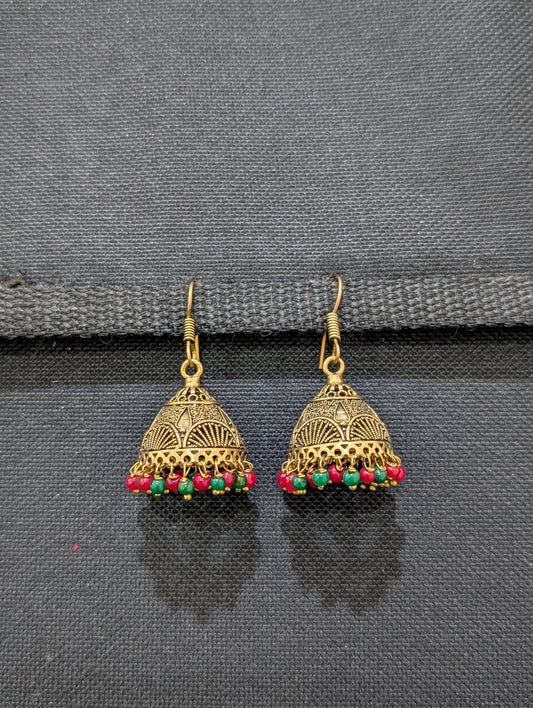 Antique gold hook drop jhumka earrings - 3 sizes