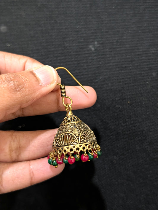 Antique gold hook drop jhumka earrings - 3 sizes