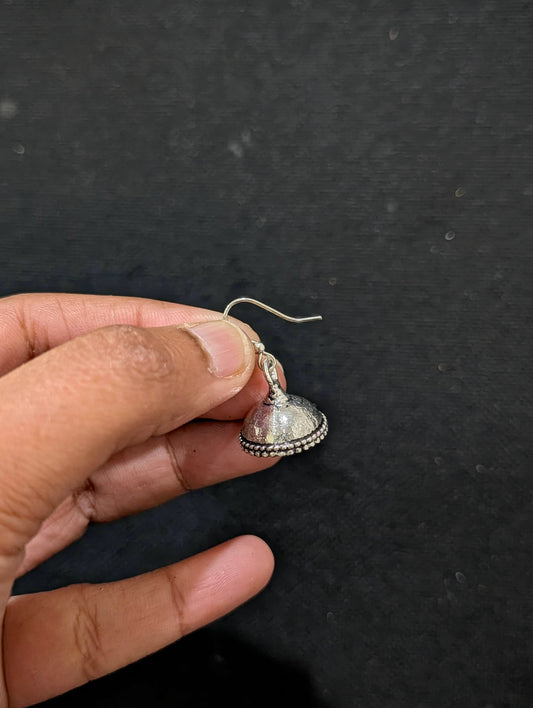 Bright silver mini hook drop jhumka Earrings