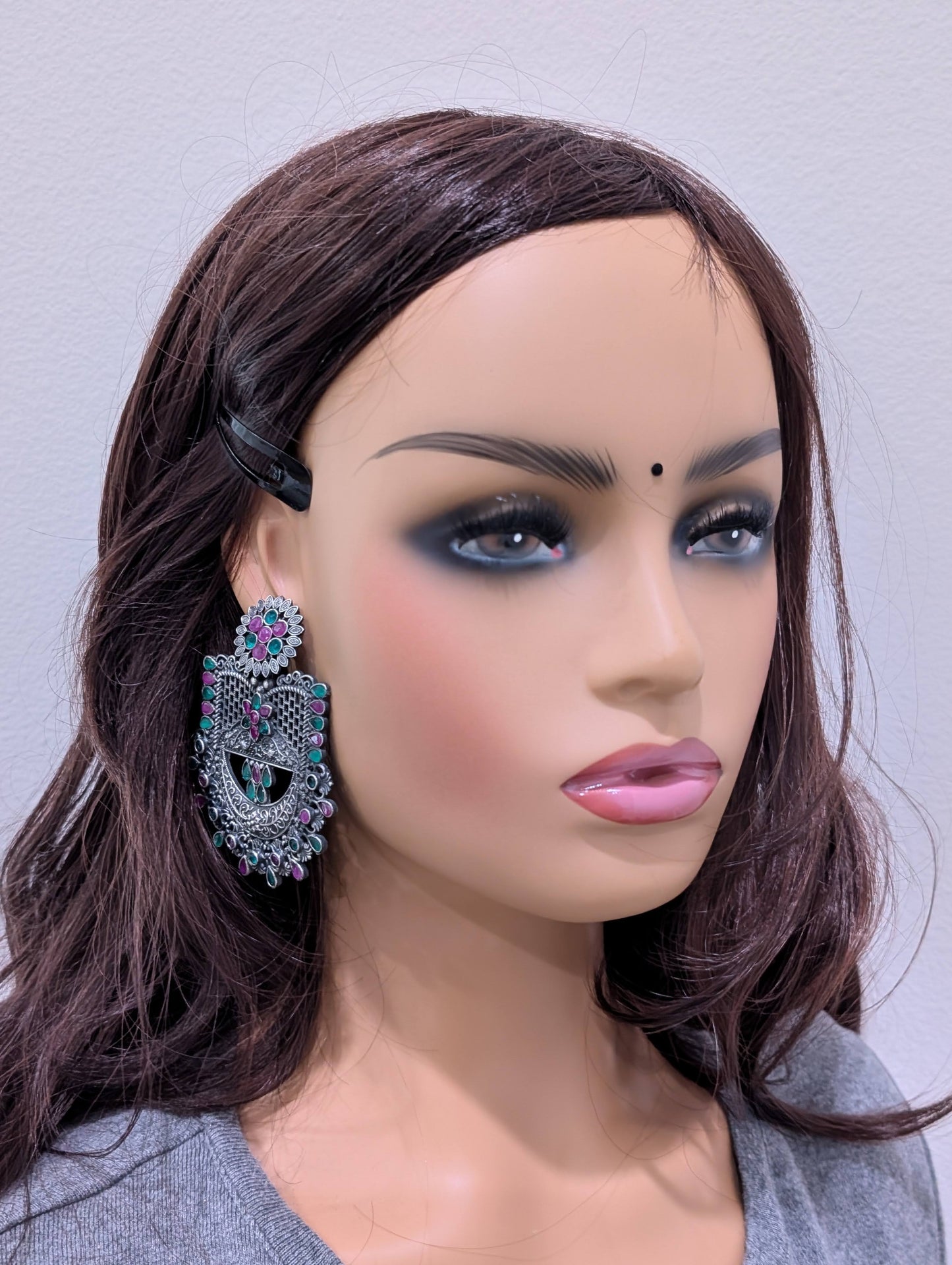 Silver look alike XL size CZ earrings - Simpliful