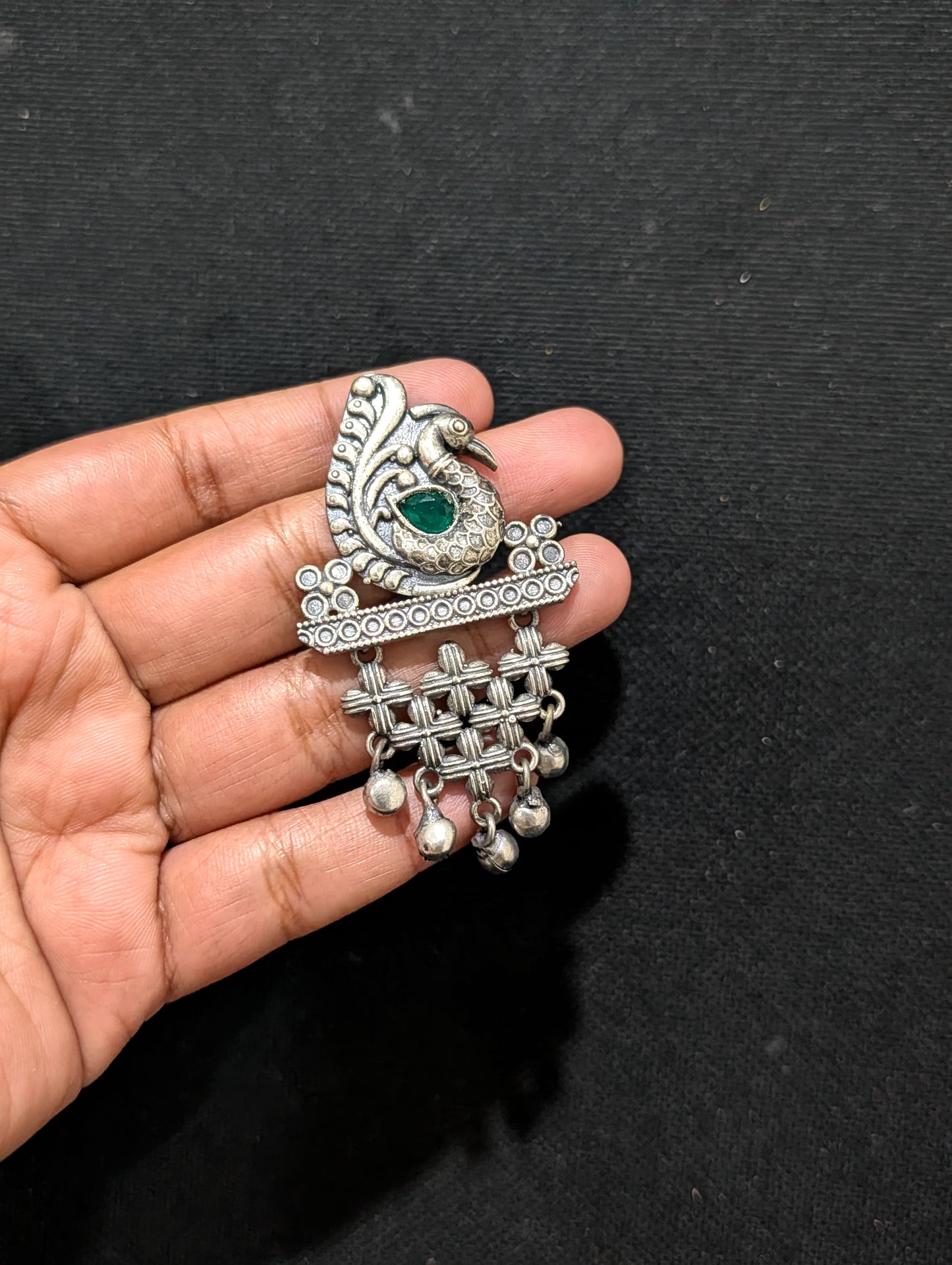 Bollywood style ghunghru bead hanging Peacock earrings - Simpliful
