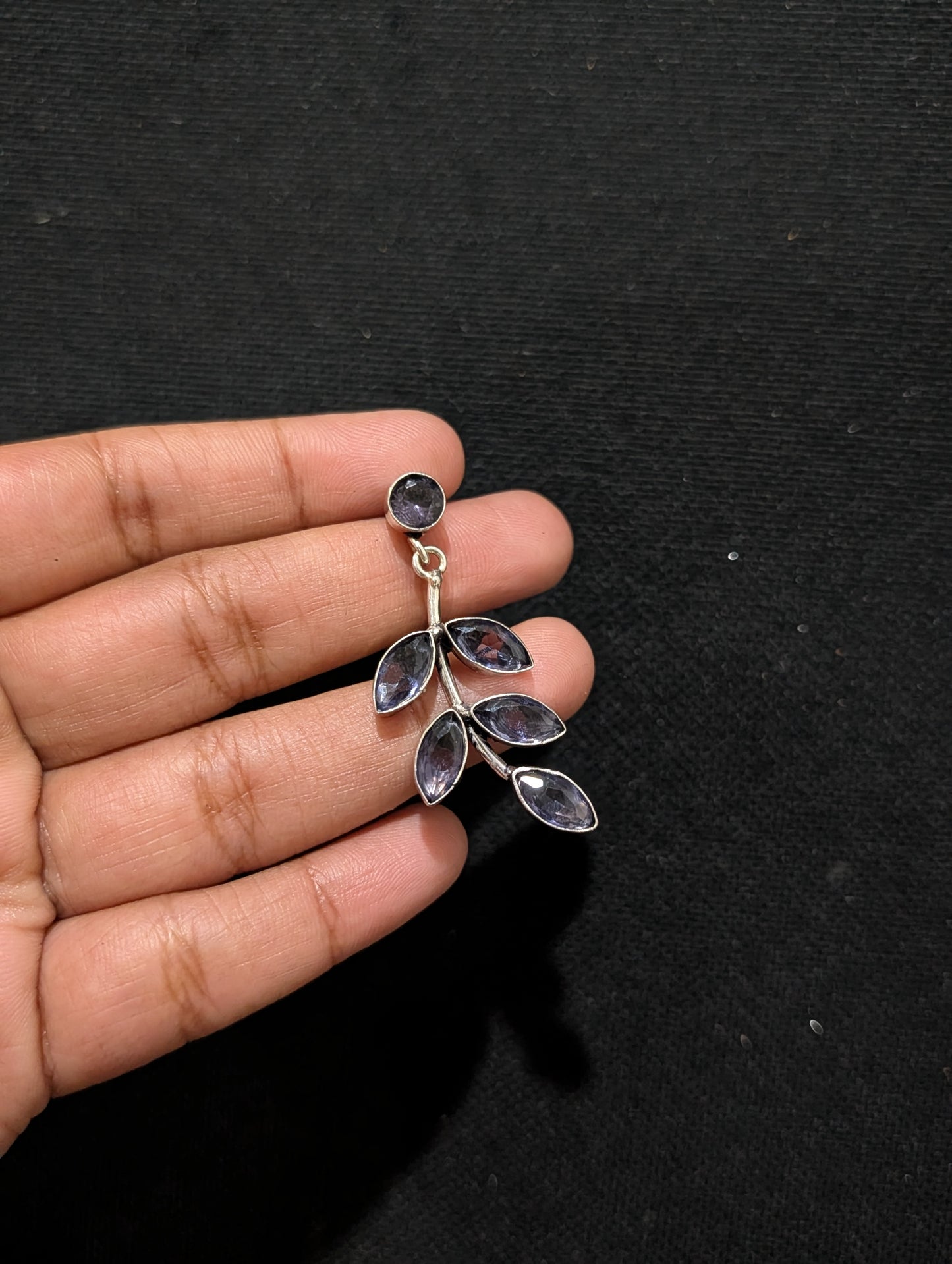 Leaf design CZ stone silver plated earrings - Simpliful