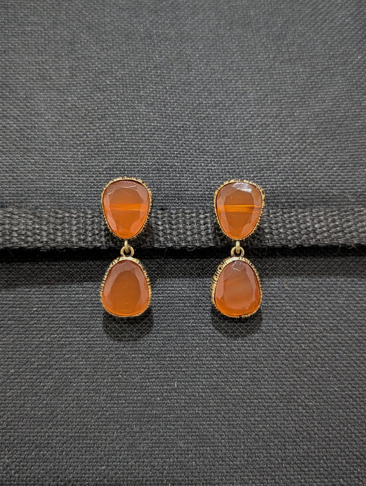 Orange Oval Resin stone Casual Earrings