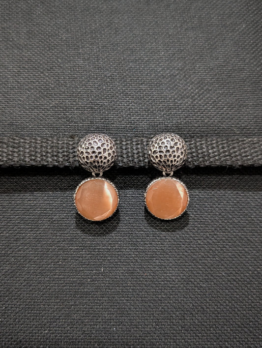 Orange Round Resin stone Casual Earrings - Simpliful
