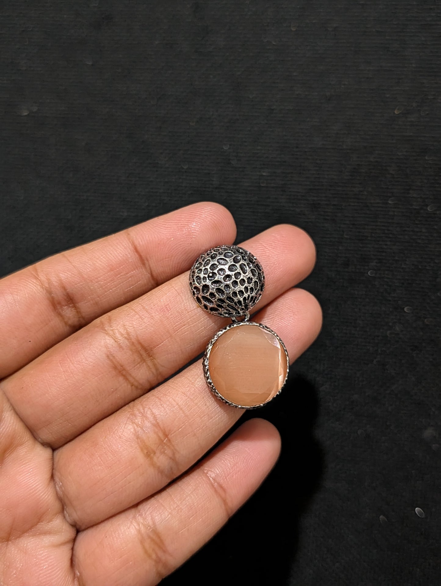 Orange Round Resin stone Casual Earrings - Simpliful