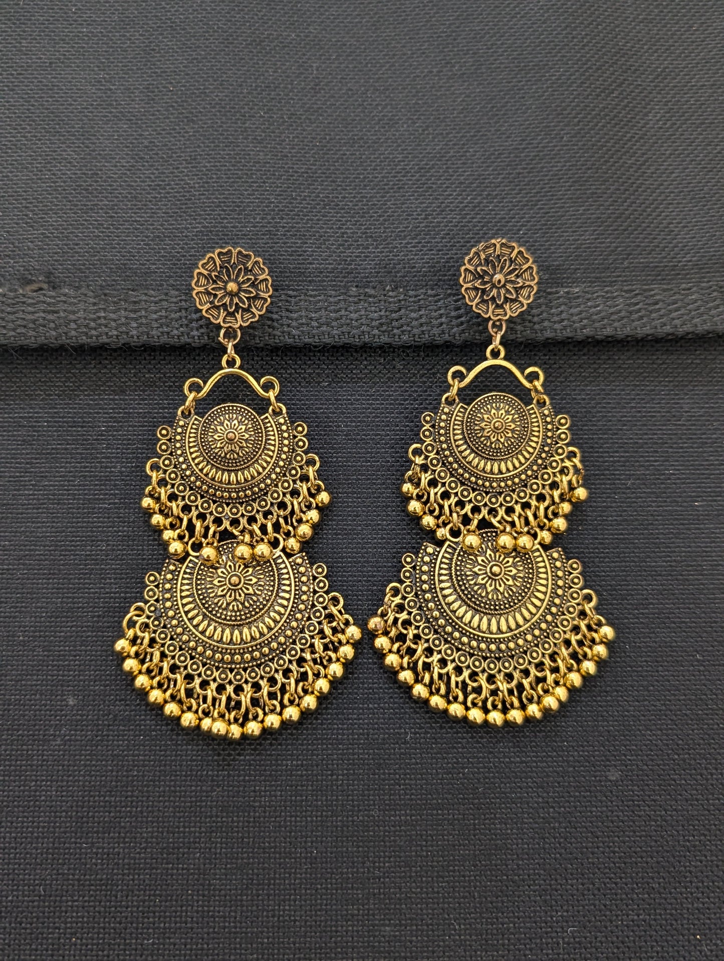 Antique gold plated Long Chandbali earrings - Simpliful
