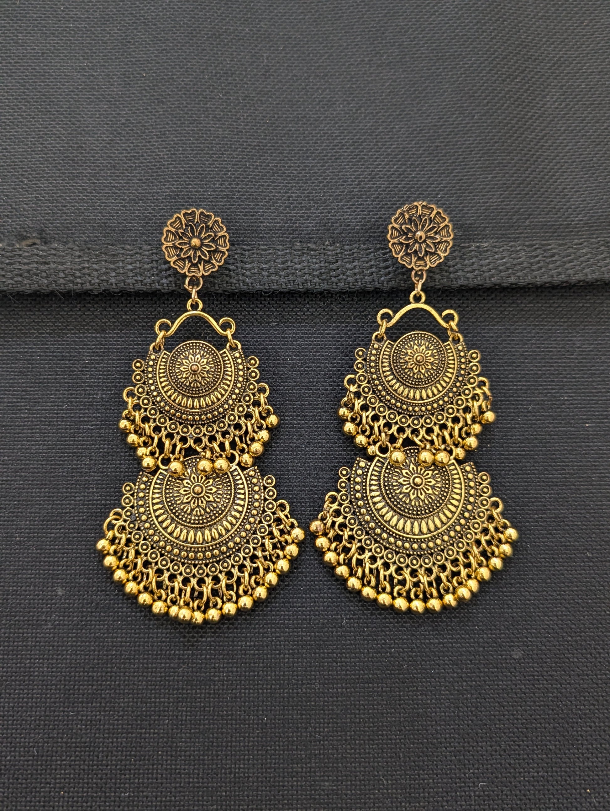 Antique gold plated Long Chandbali earrings - Simpliful
