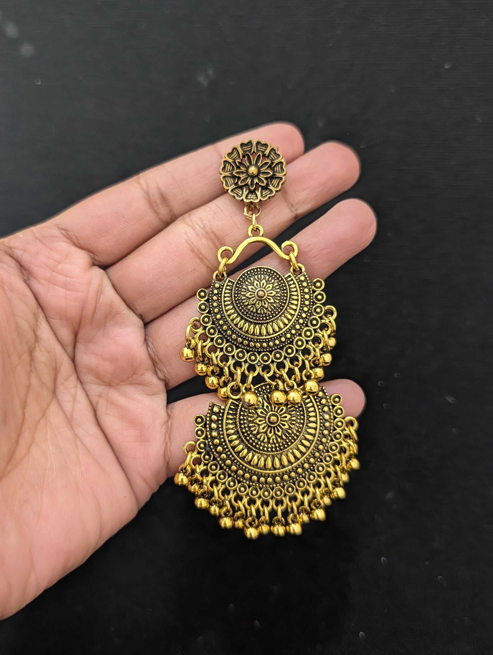 Antique gold plated Long Chandbali earrings - Simpliful