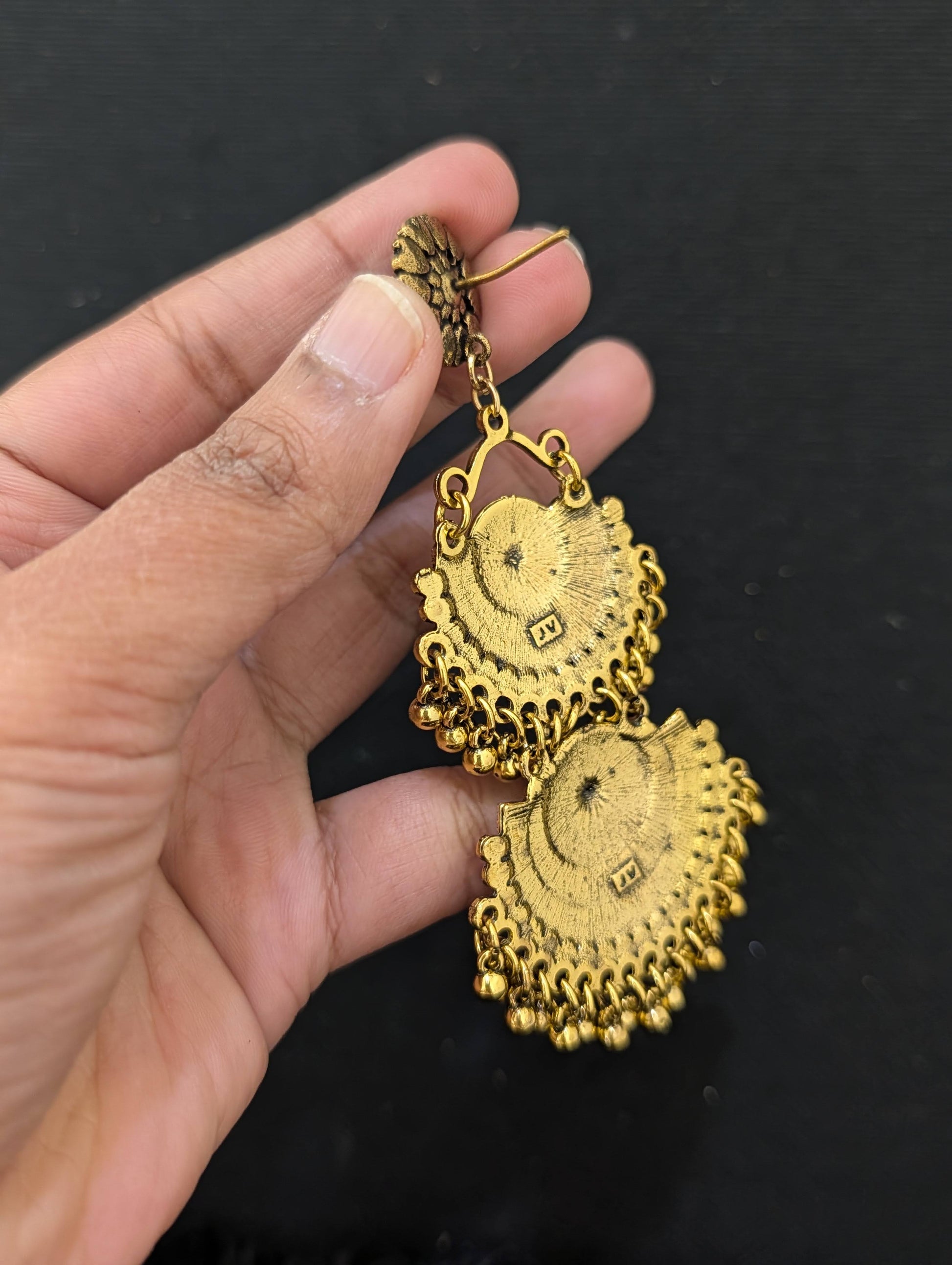 Antique gold plated Long Chandbali earrings - Simpliful