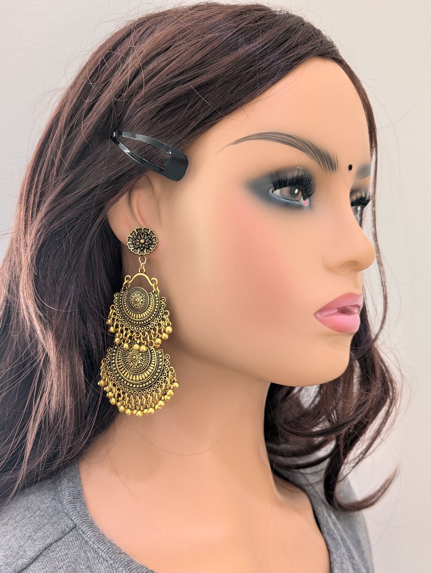 Antique gold plated Long Chandbali earrings - Simpliful