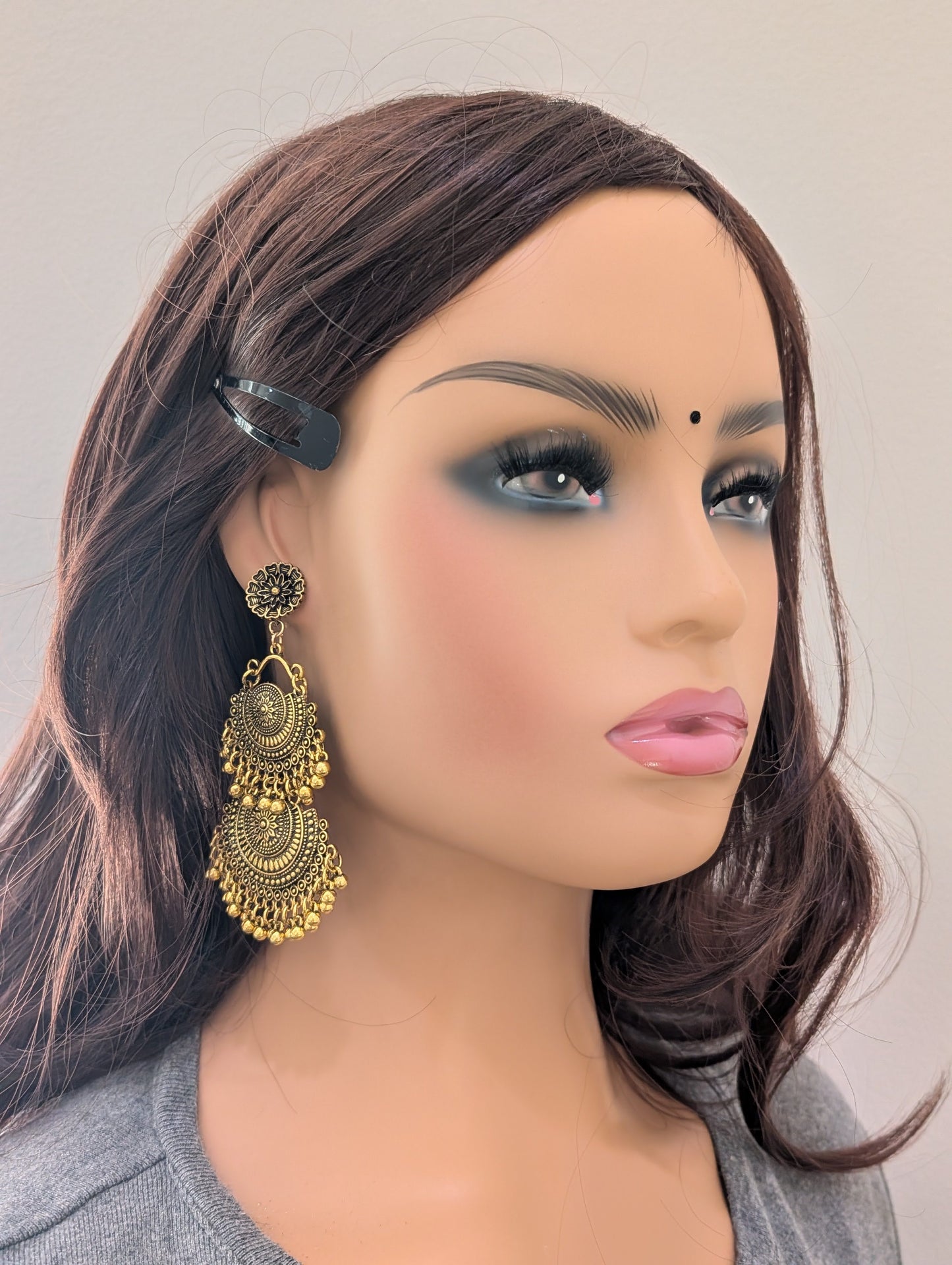 Antique gold plated Long Chandbali earrings - Simpliful