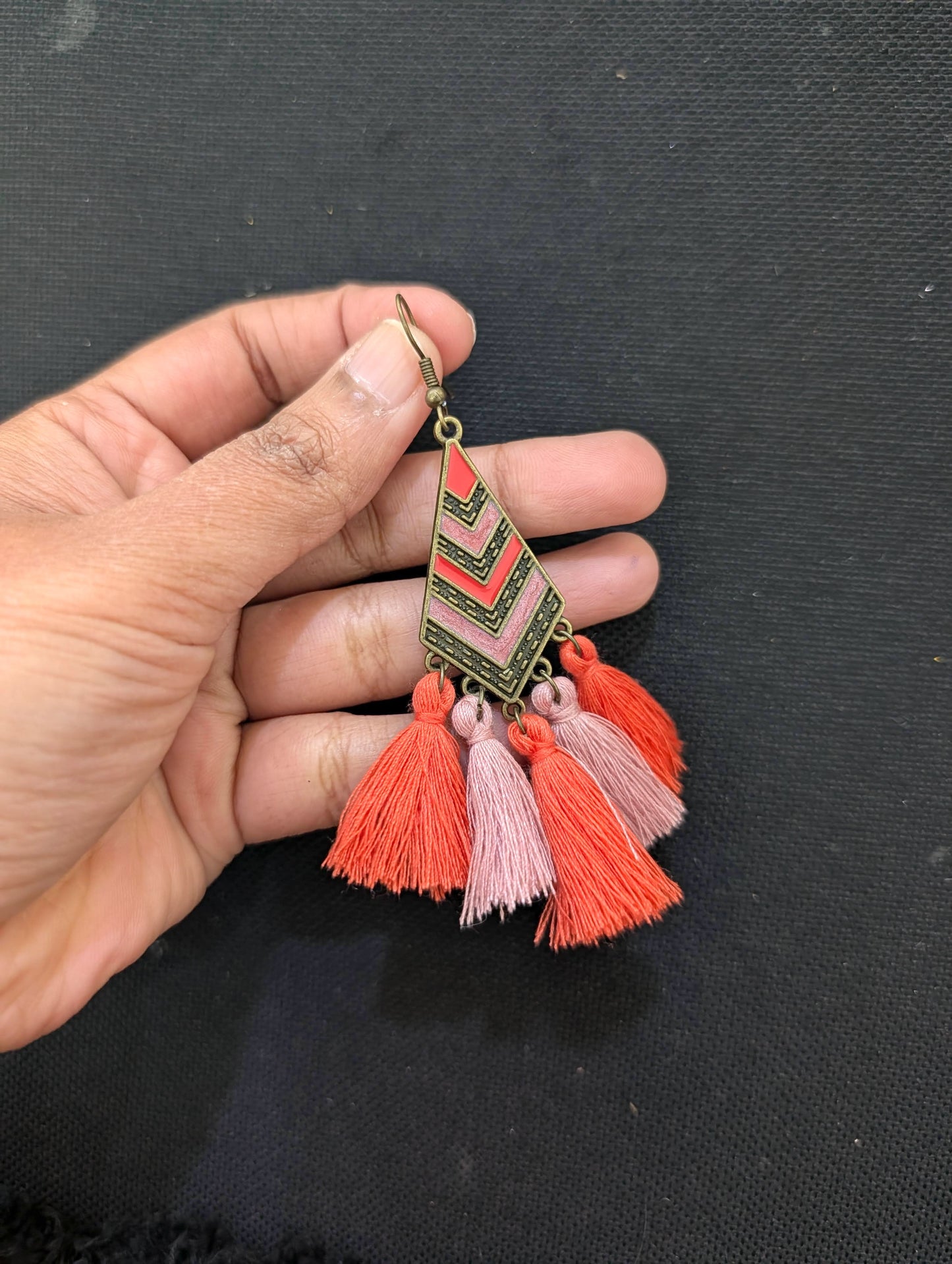 Thread tassel Antique Gold hook drop earring - Simpliful