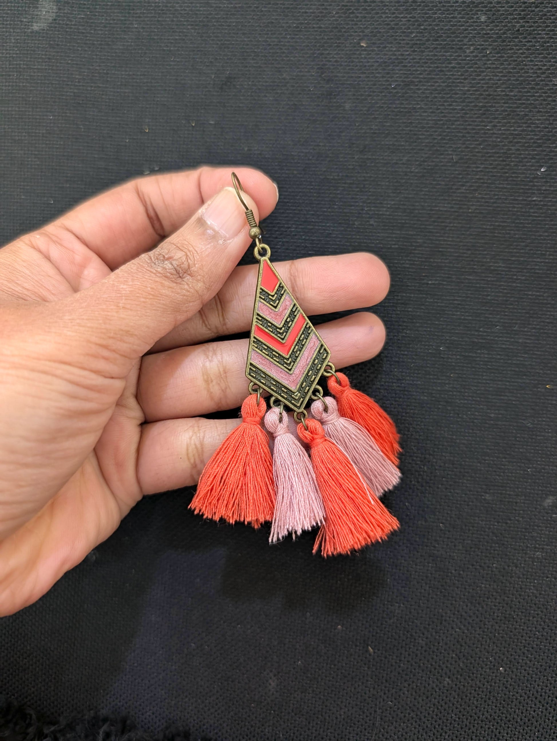 Thread tassel Antique Gold hook drop earring - Simpliful