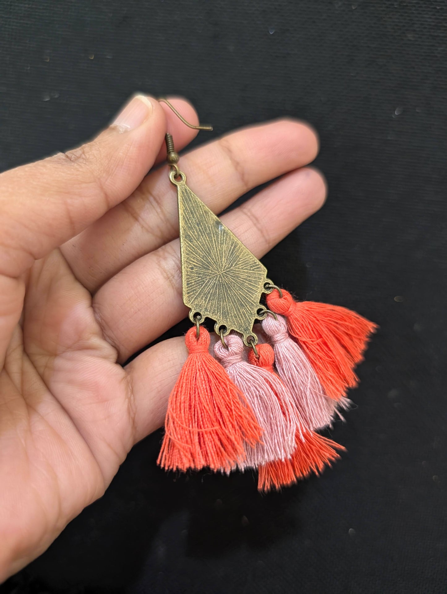 Thread tassel Antique Gold hook drop earring - Simpliful