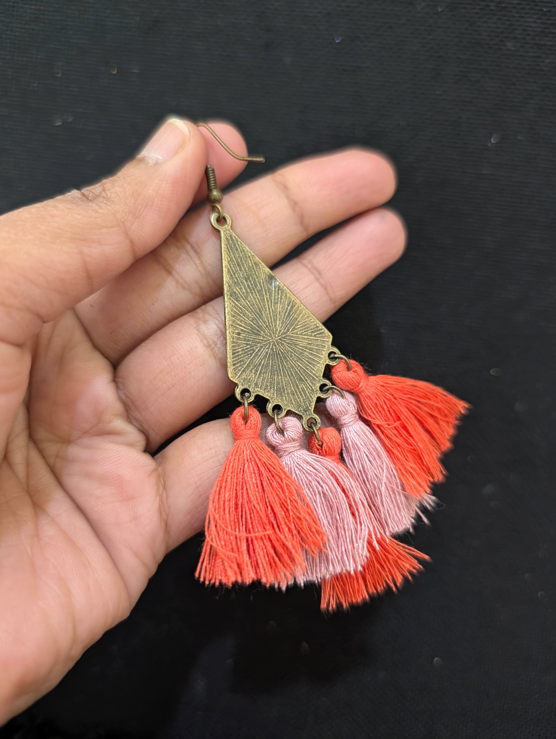 Thread tassel Antique Gold hook drop earring - Simpliful