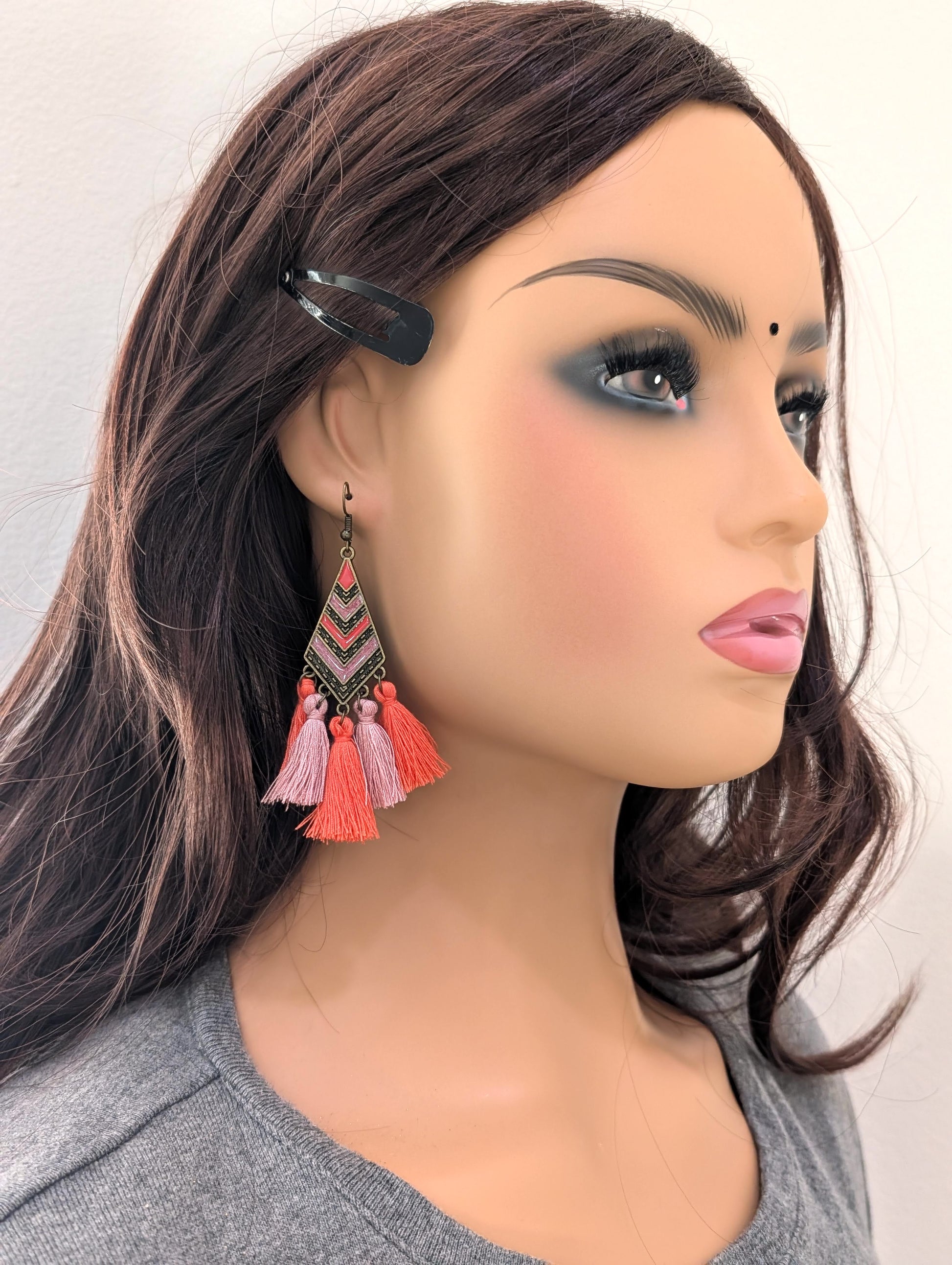 Thread tassel Antique Gold hook drop earring - Simpliful