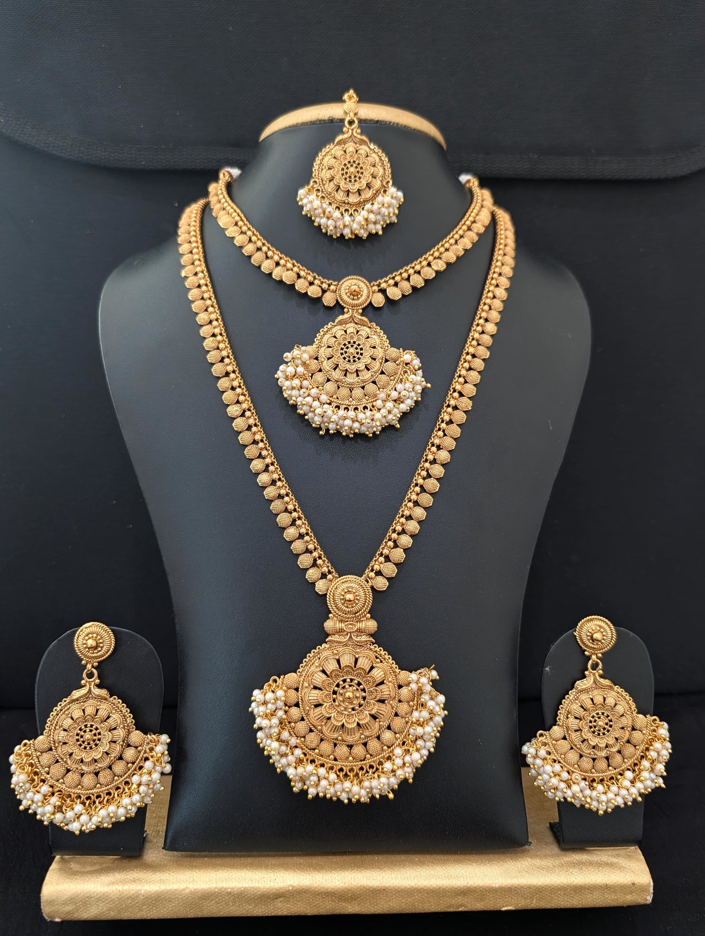 Bright Gold plated Bridal combo set - D1 - Simpliful