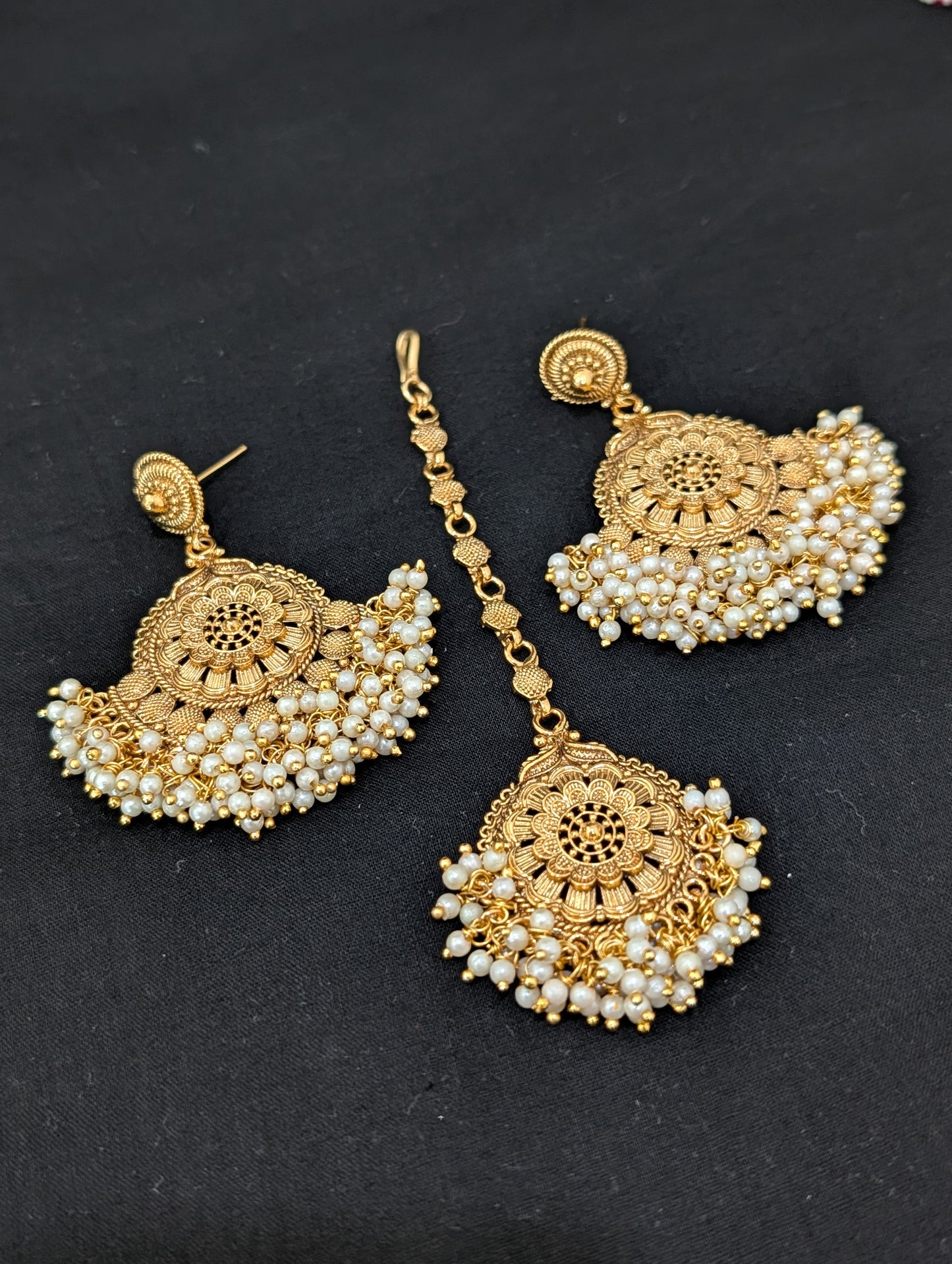 Bright Gold plated Bridal combo set - D1 - Simpliful