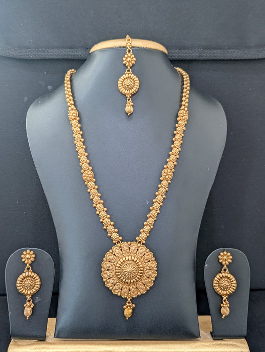 Gold plated Long Haram Necklace combo set - Simpliful