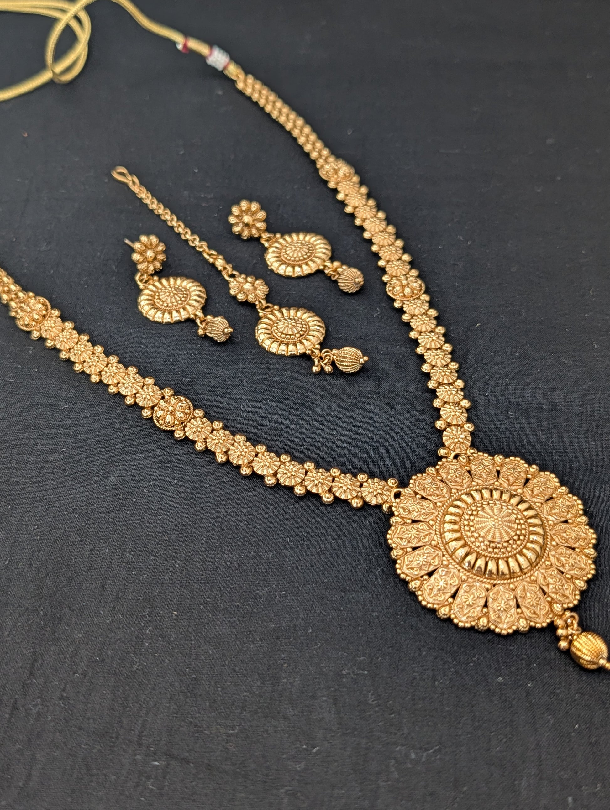 Gold plated Long Haram Necklace combo set - Simpliful