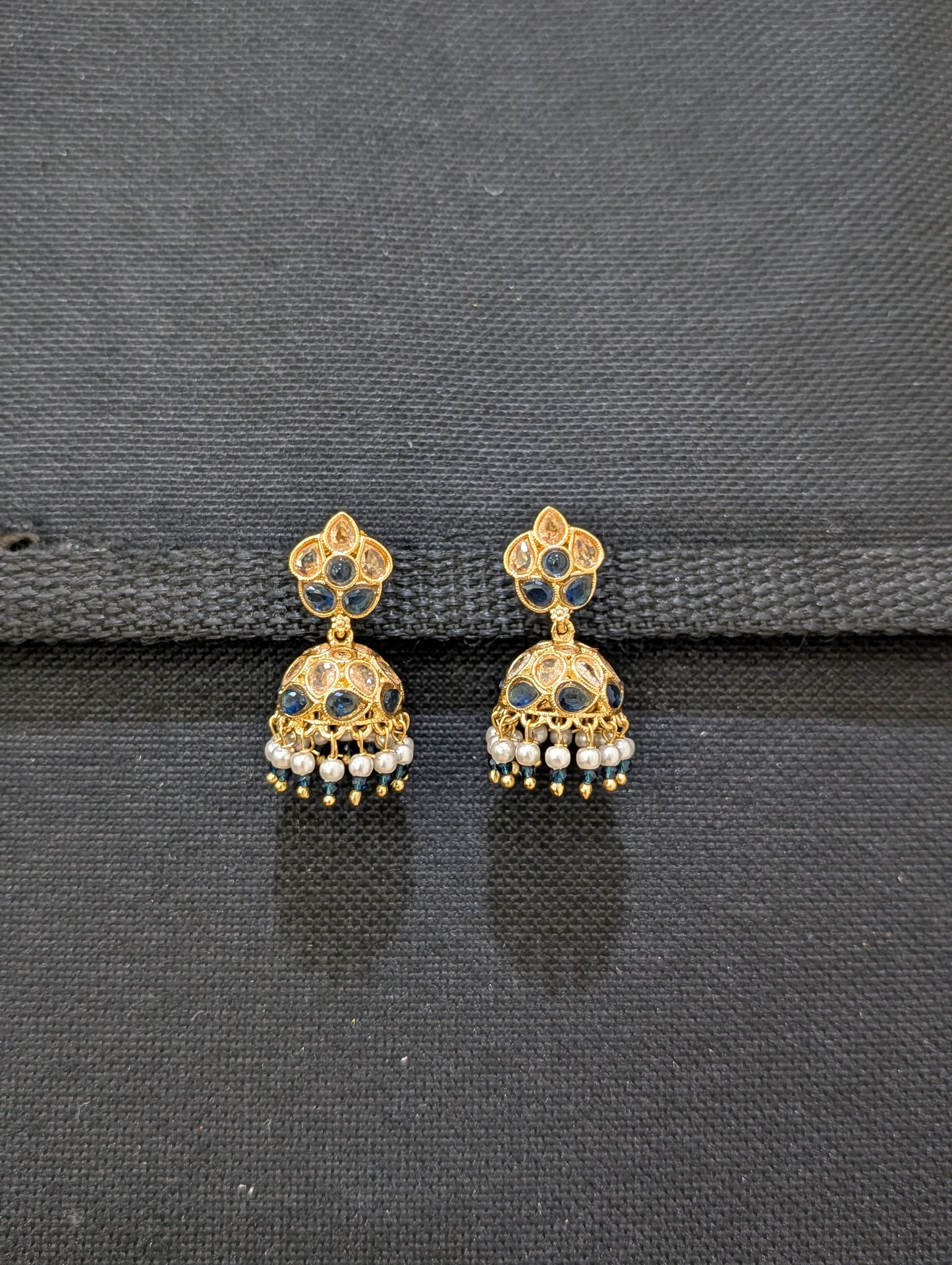 Gold plated Polki Small Jhumka Earrings - Simpliful