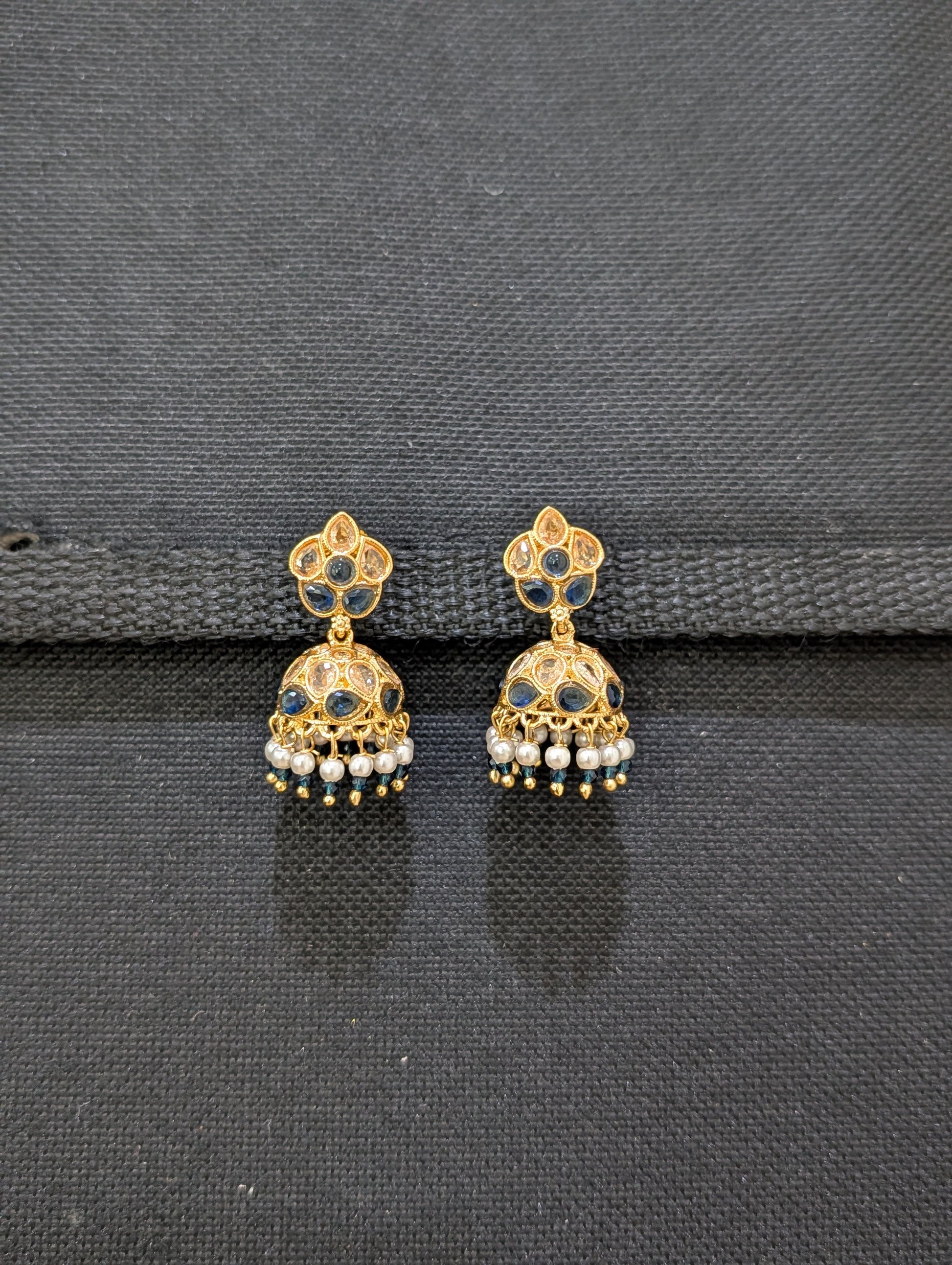 Gold plated Polki Small Jhumka Earrings - Simpliful
