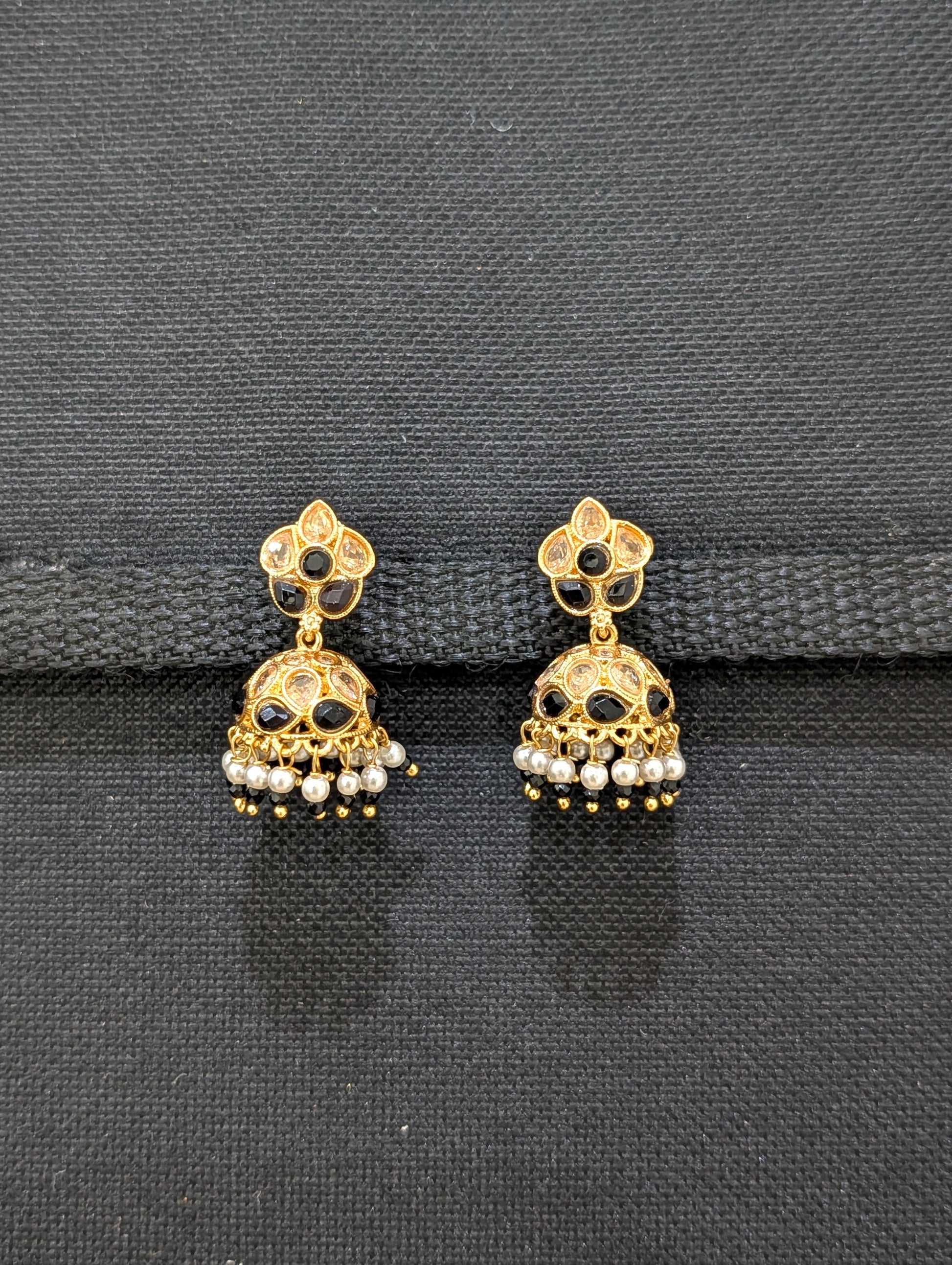 Gold plated Polki Small Jhumka Earrings - Simpliful