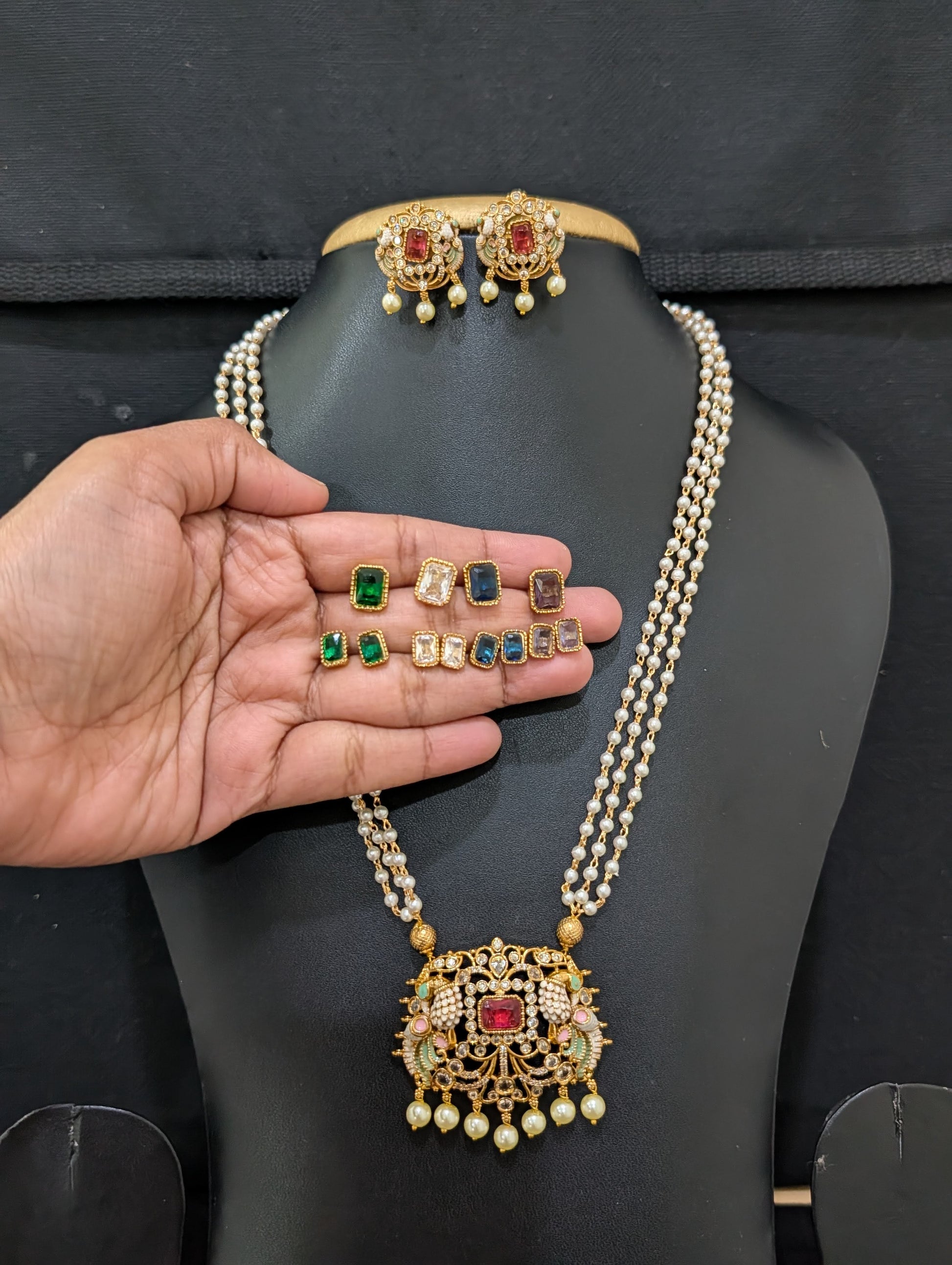 5 Colors changing Pearl strand Pendant set - Simpliful