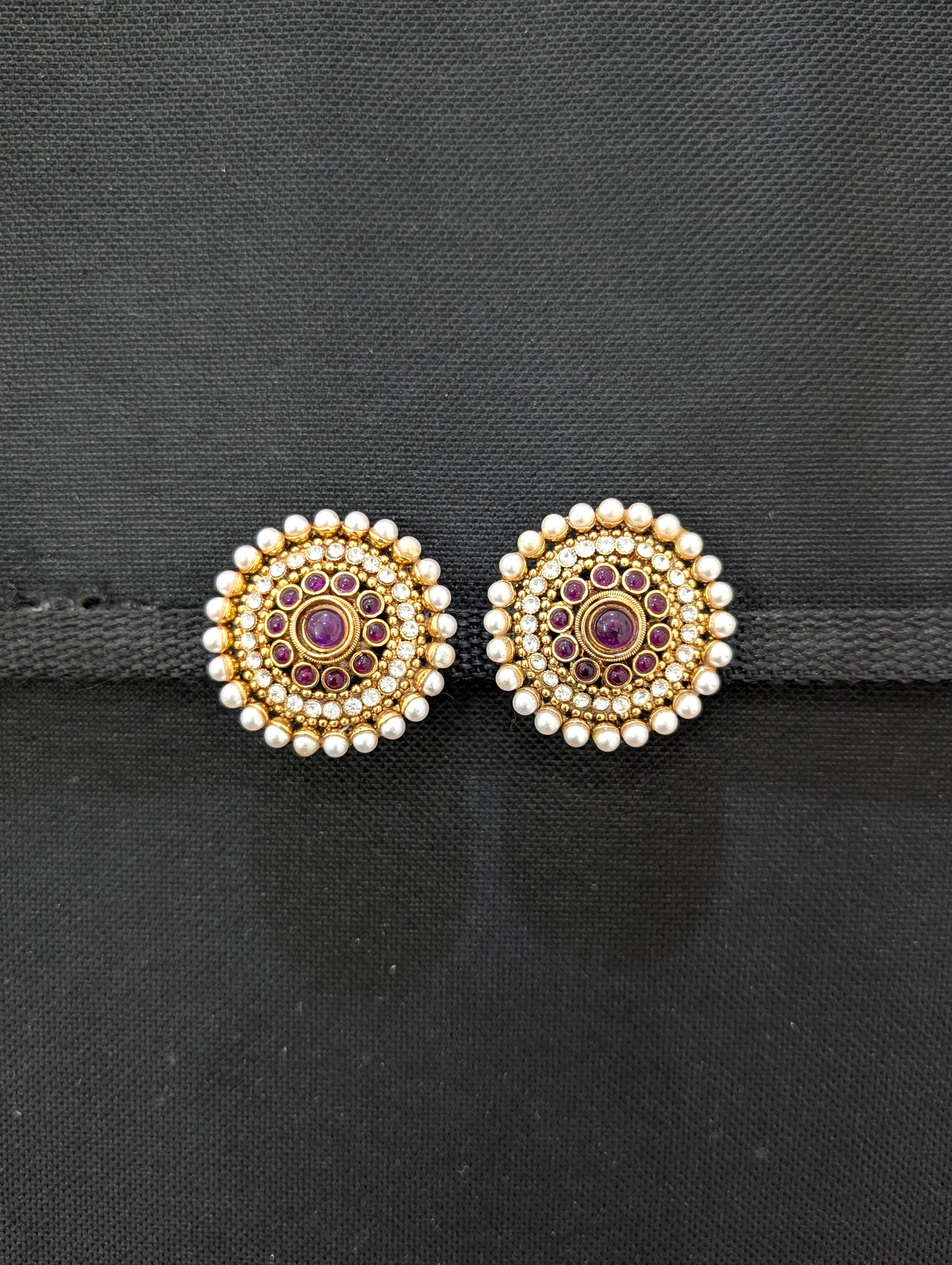 Gold plated Kemp Large Stud Earrings - Simpliful