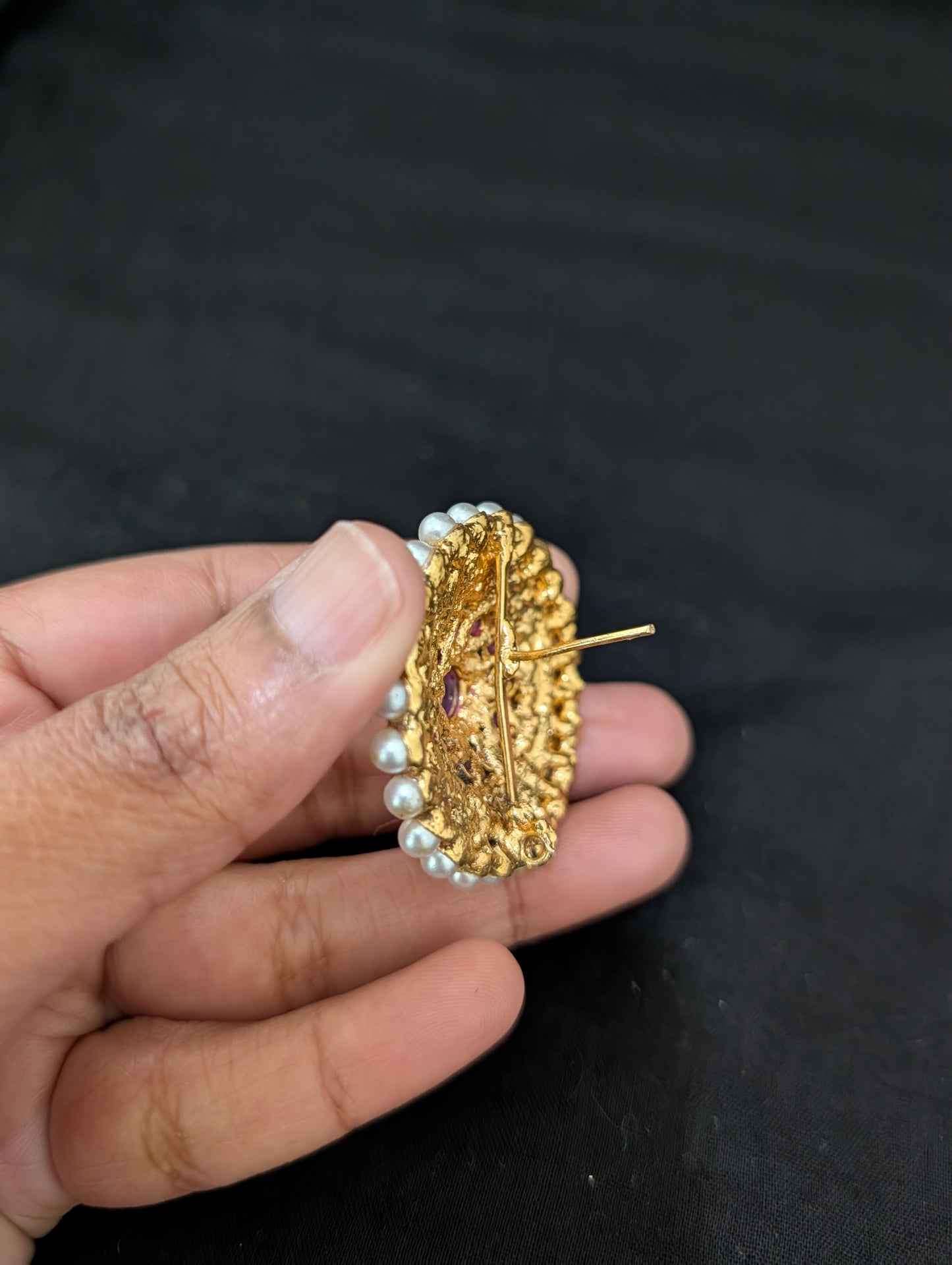 Gold plated Kemp Large Stud Earrings - Simpliful