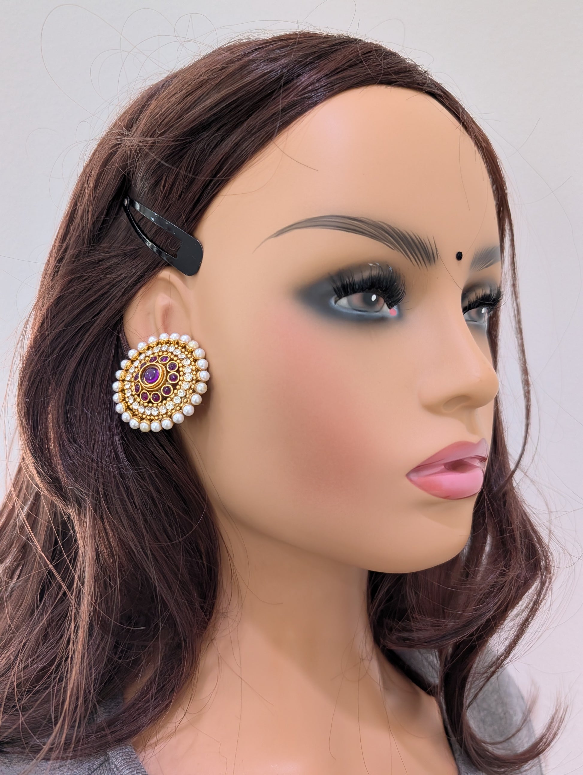 Gold plated Kemp Large Stud Earrings - Simpliful