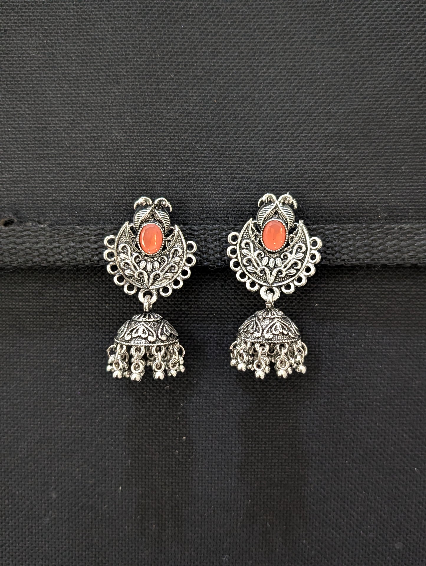 Oxidized silver polki small Jhumka earrings - Simpliful
