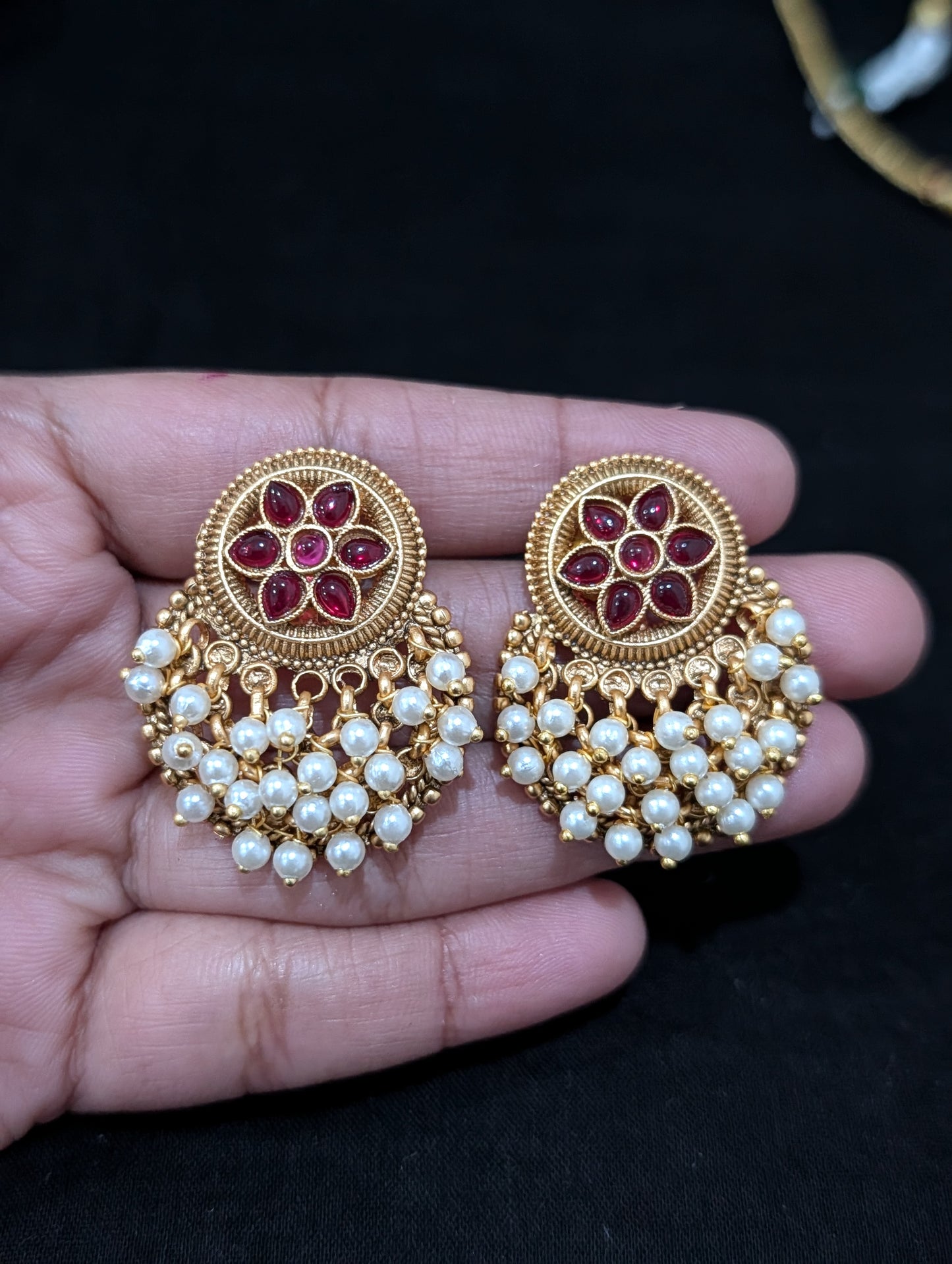 Pearl cluster Ruby Kemp Choker set