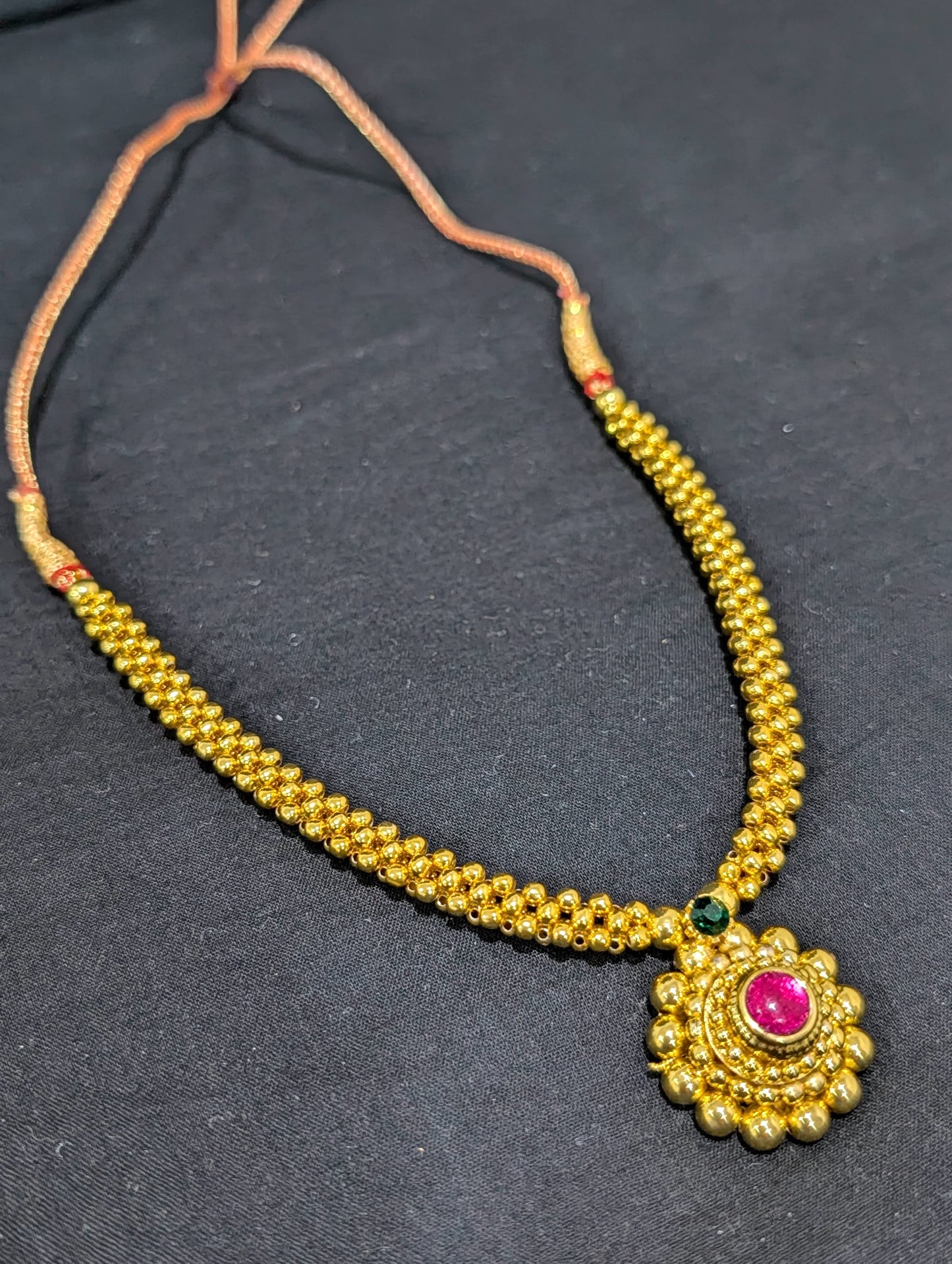 Gold plated handwoven Kemp stone Necklace
