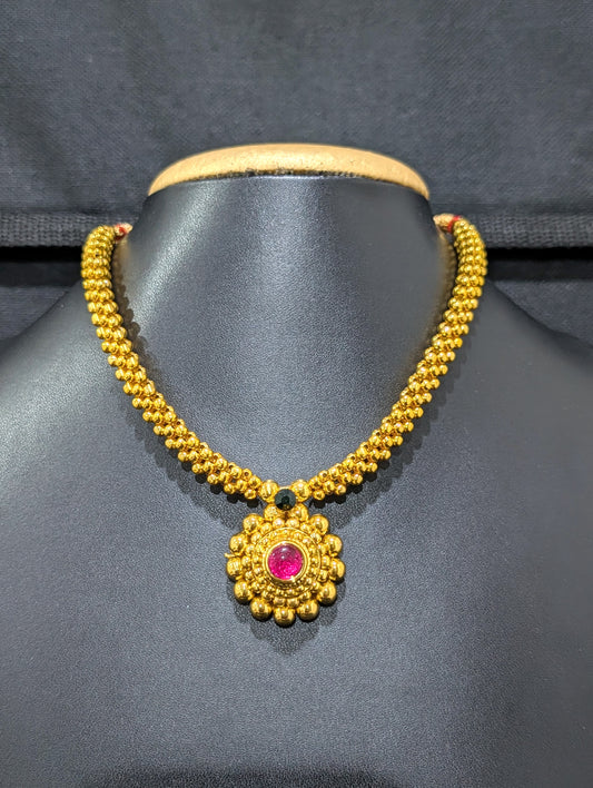 Gold plated handwoven Kemp stone Necklace