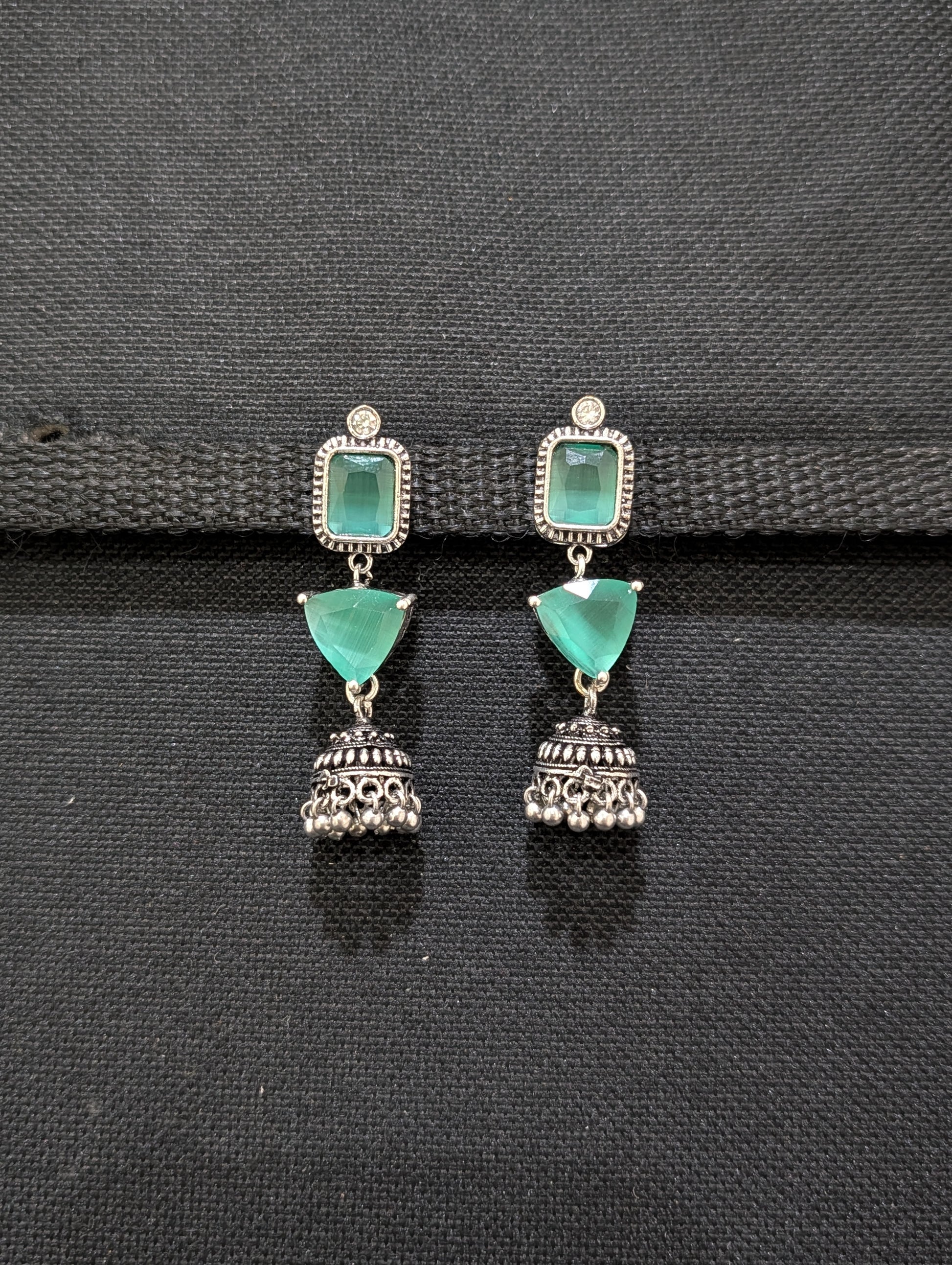 Oxidized silver Designer Dangle Jhumka earrings - Simpliful