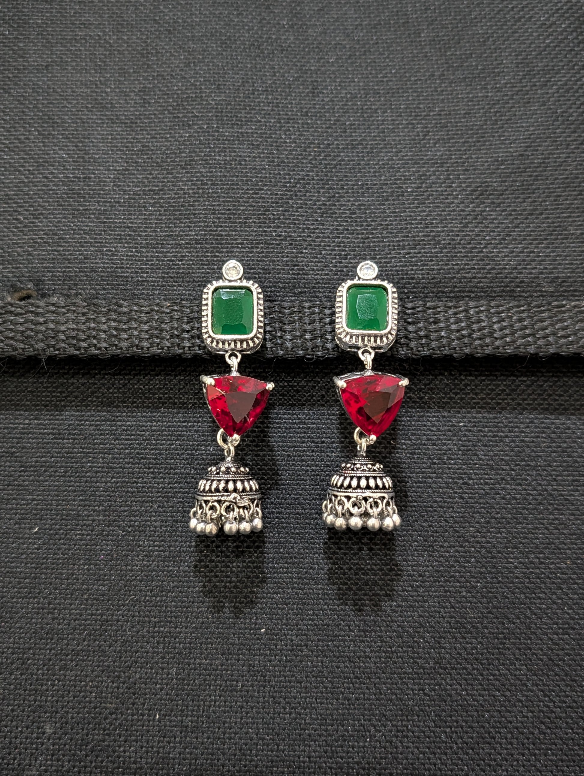 Oxidized silver Designer Dangle Jhumka earrings - Simpliful
