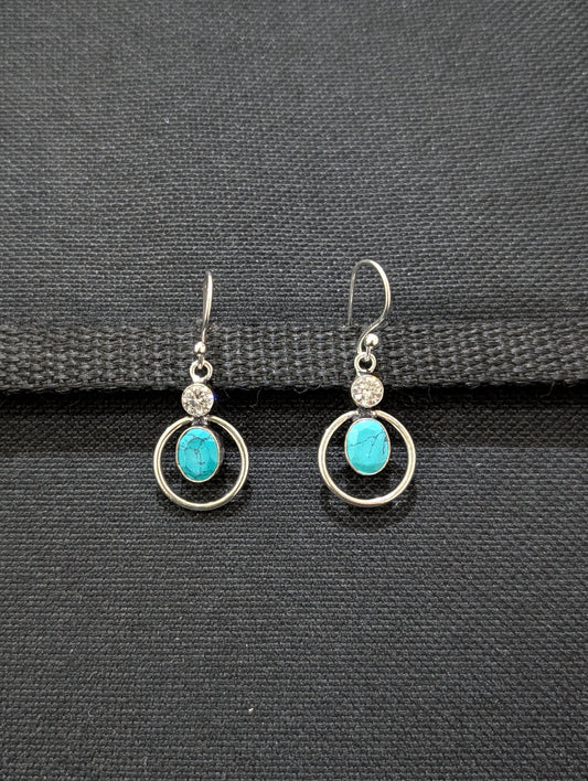 Bright silver CZ Hook drop Earrings - Simpliful