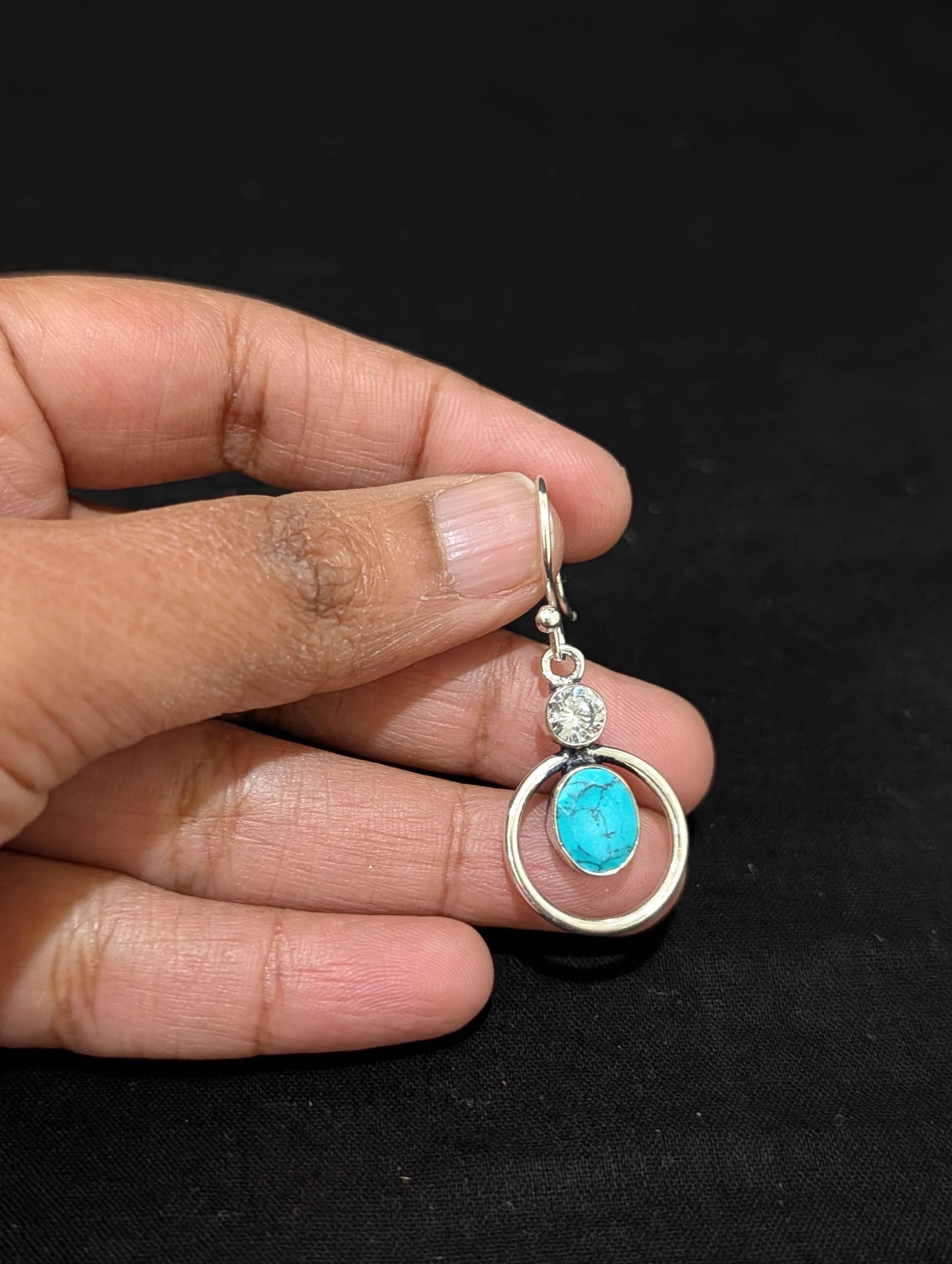 Bright silver CZ Hook drop Earrings - Simpliful