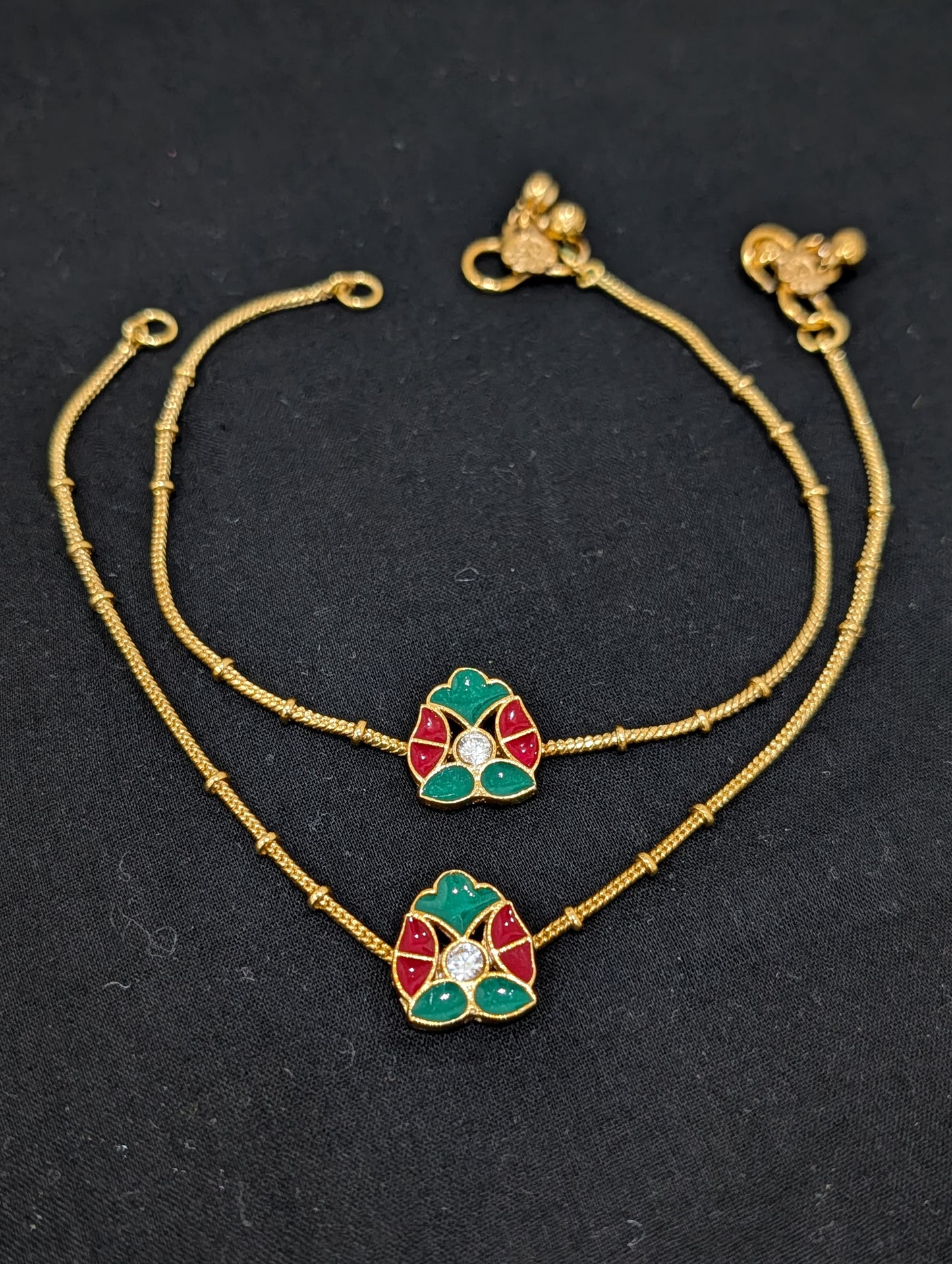 Flower Enamel Charm Gold plated Anklets - Simpliful