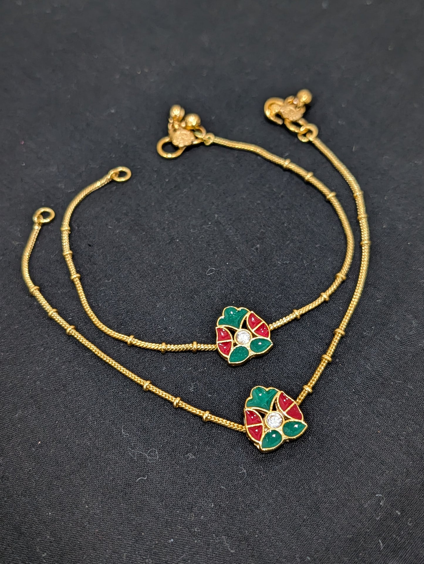 Flower Enamel Charm Gold plated Anklets - Simpliful