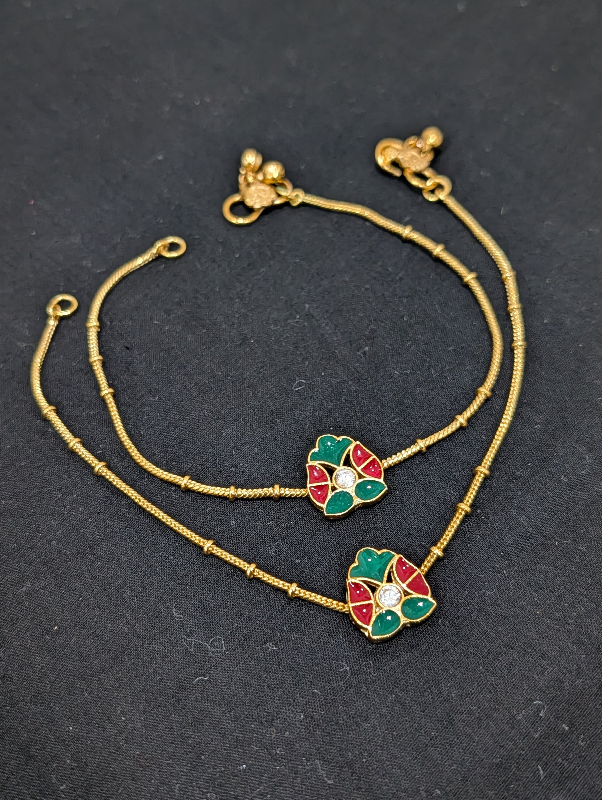 Flower Enamel Charm Gold plated Anklets - Simpliful