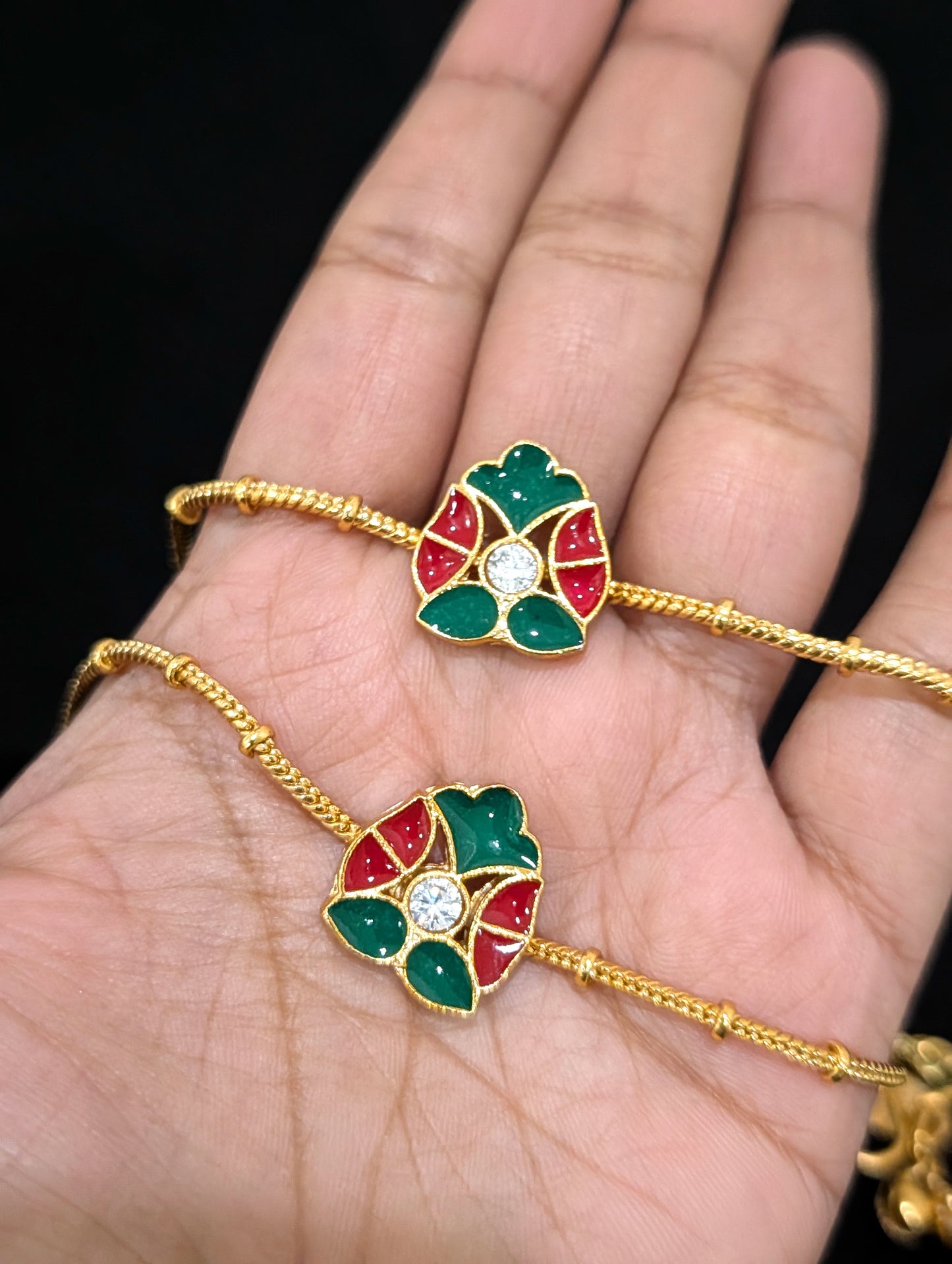 Flower Enamel Charm Gold plated Anklets - Simpliful