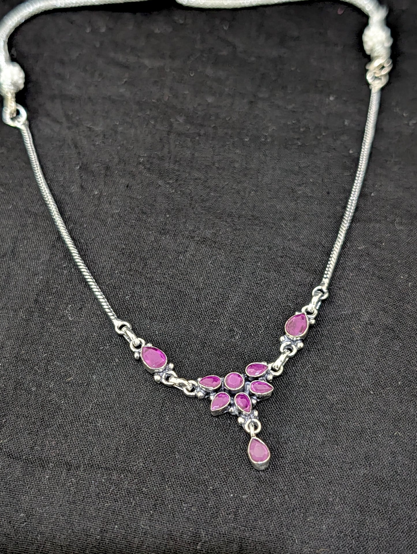 Oxidized silver Flower CZ Choker Necklace - Simpliful