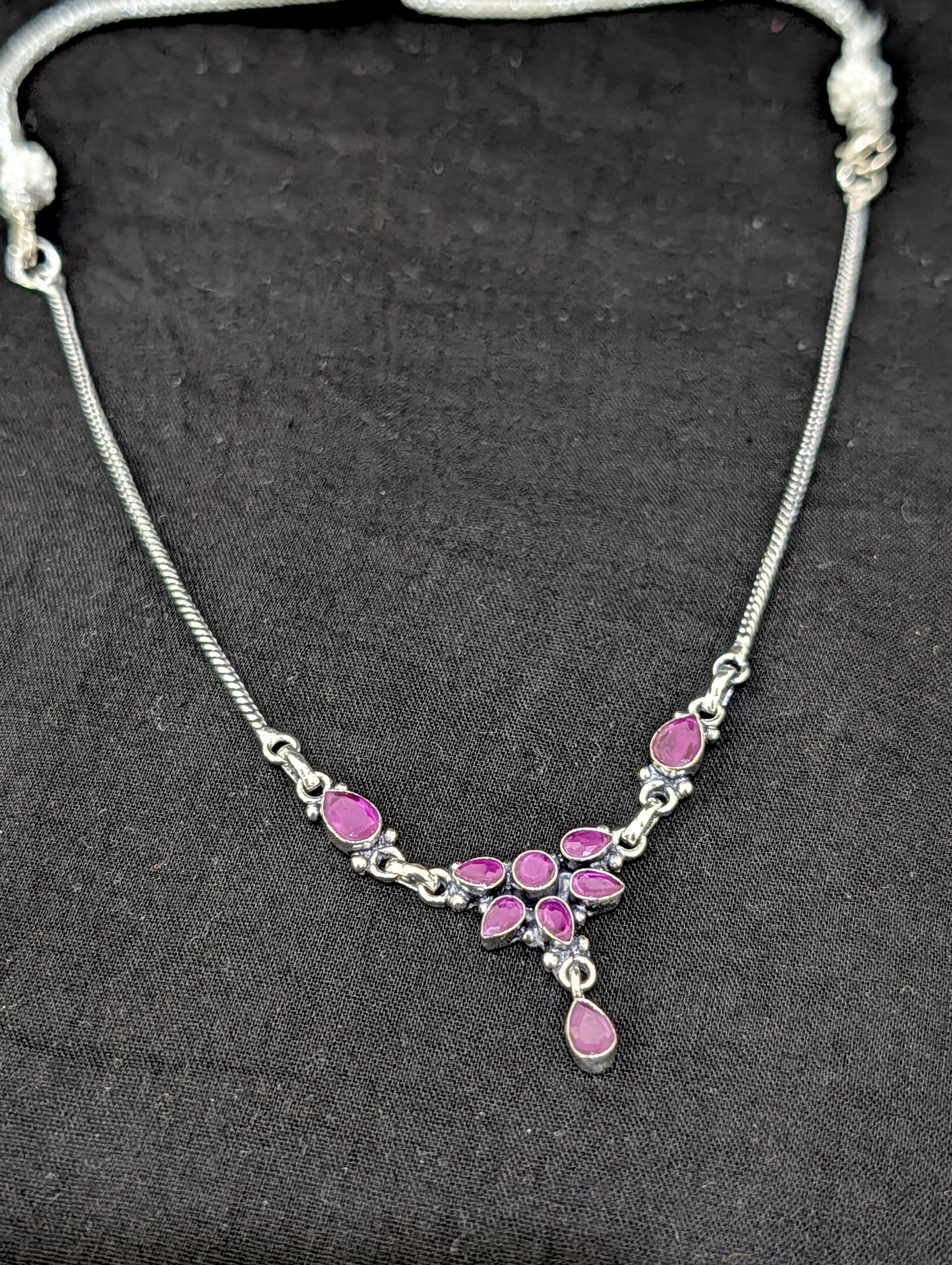 Oxidized silver Flower CZ Choker Necklace - Simpliful