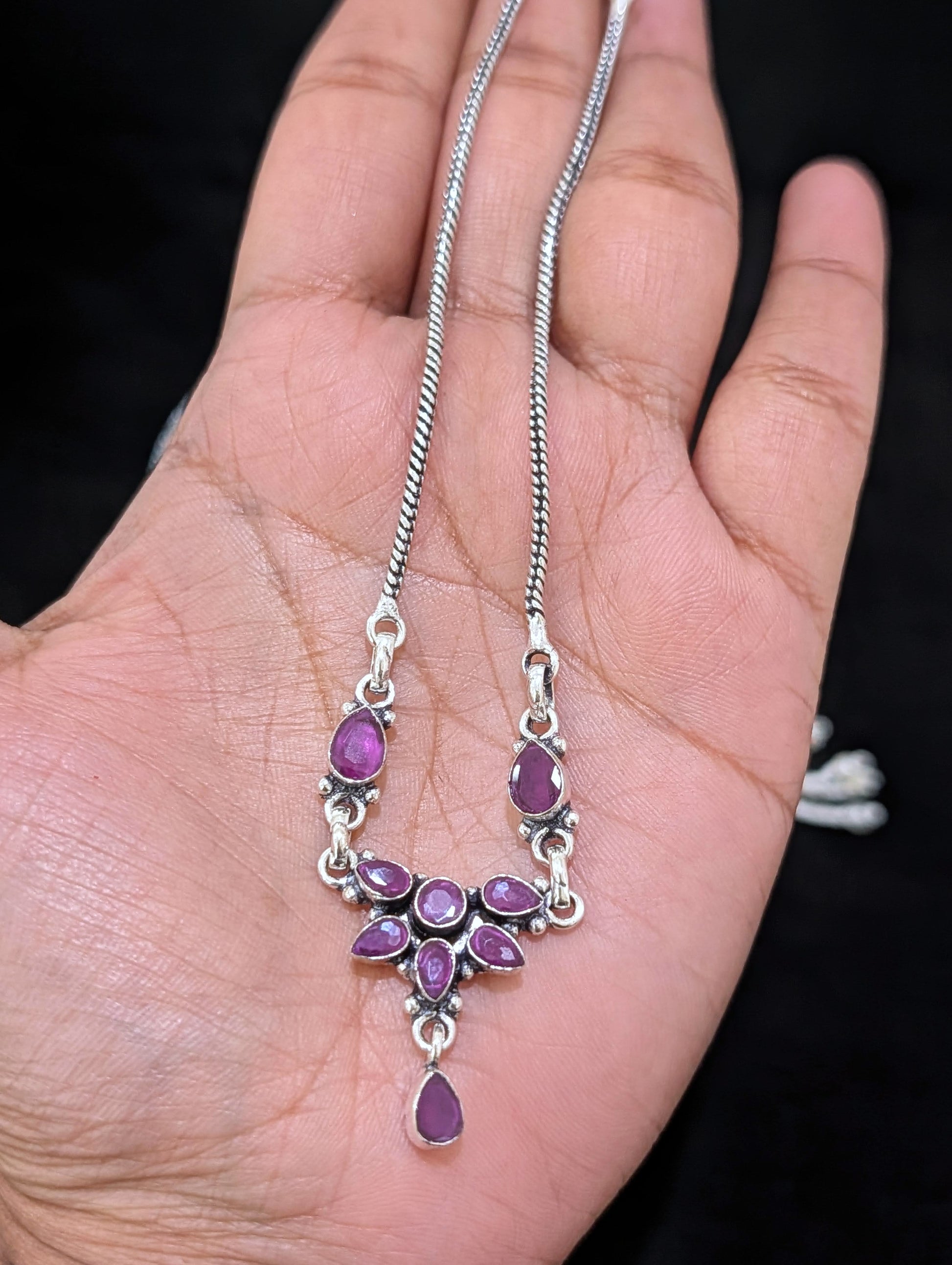 Oxidized silver Flower CZ Choker Necklace - Simpliful