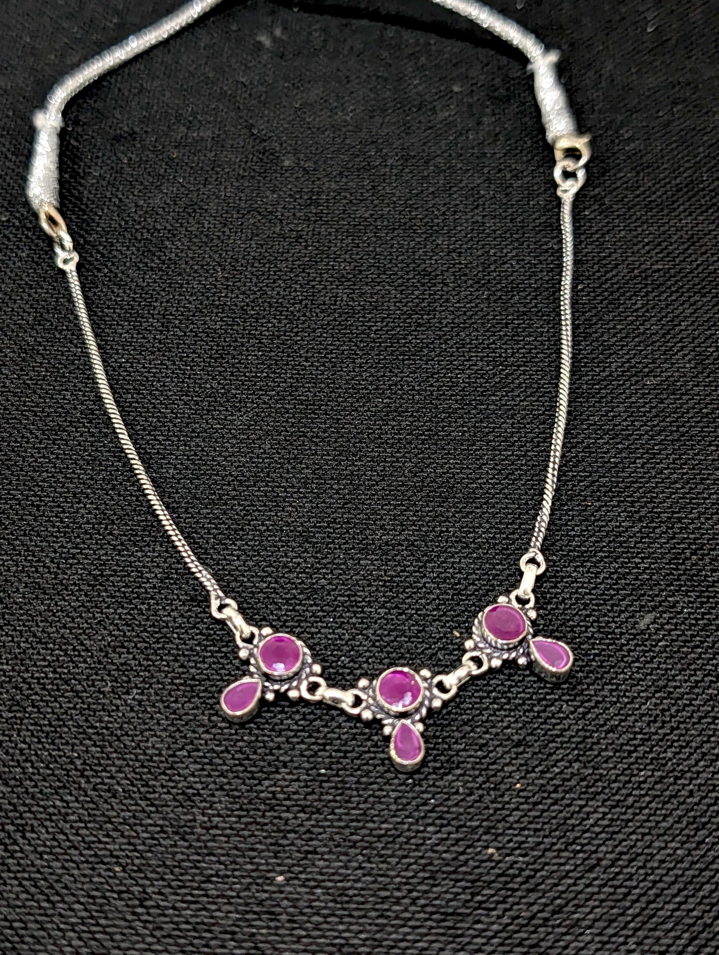 Oxidized silver 3 charm CZ Choker Necklace - Simpliful