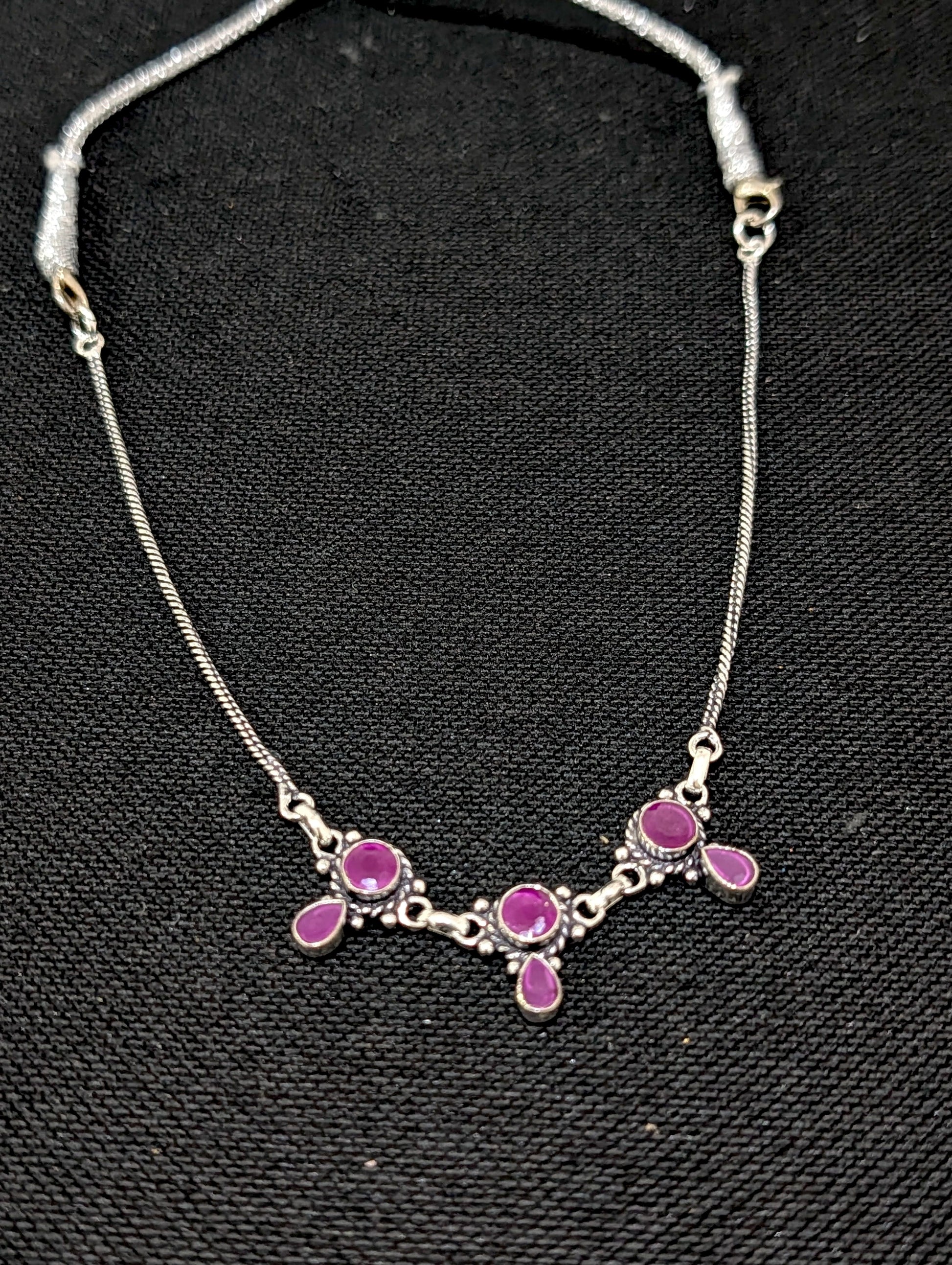 Oxidized silver 3 charm CZ Choker Necklace - Simpliful